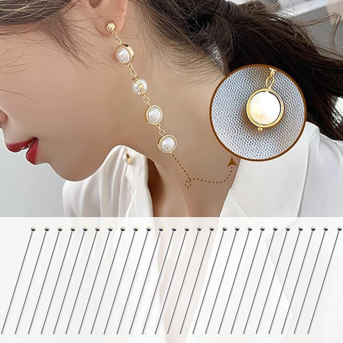 200Pcs Jewelry Making Head Pins 50Mm Platinum Silver Plated Brass Ball Head Pins for Earrings Jewelry Making Jewellery-Making Accessories (Silver) image number 2