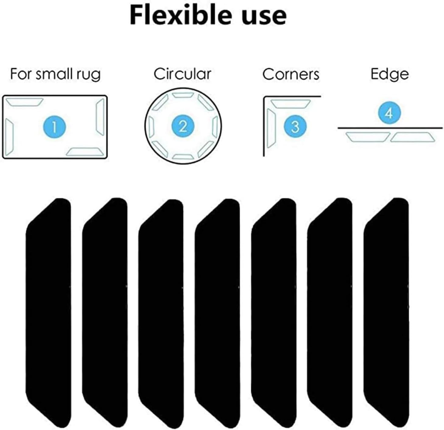 Rug-Grip, 24 Pcs Dual Sided Washable Removable Prevent Curling Corner Carpet Holder, Keep Rug in Place Non Slip Adhesive Rug Tape for Hardwood Floors and Tile image number 4