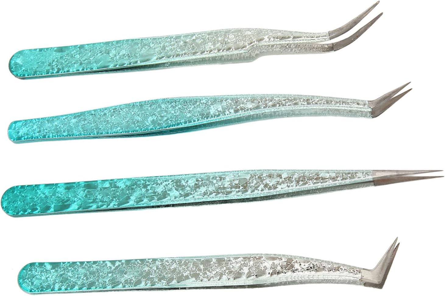 False Lash Tweezer, Straight Curved Tip Ergonomic Grip Eyelash Tweezer 4PCS Flexible for Professional Salon image number 5