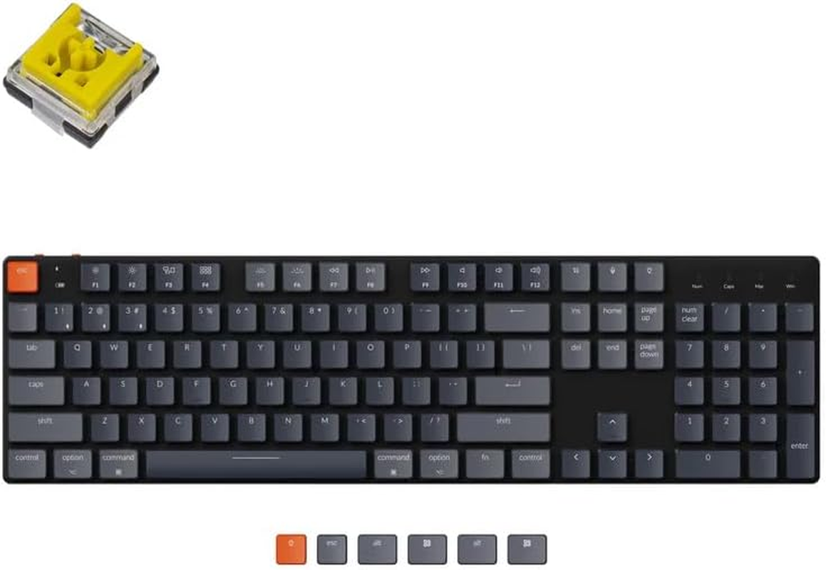 Keychron K5 SE Ultra-Slim Full Size 104 Keys Wireless Bluetooth/Wired USB Mechanical Keyboard with Hot-Swappable Low-Profile Optical Brown Switch, RGB Backlight Computer Keyboard for Mac and Windows