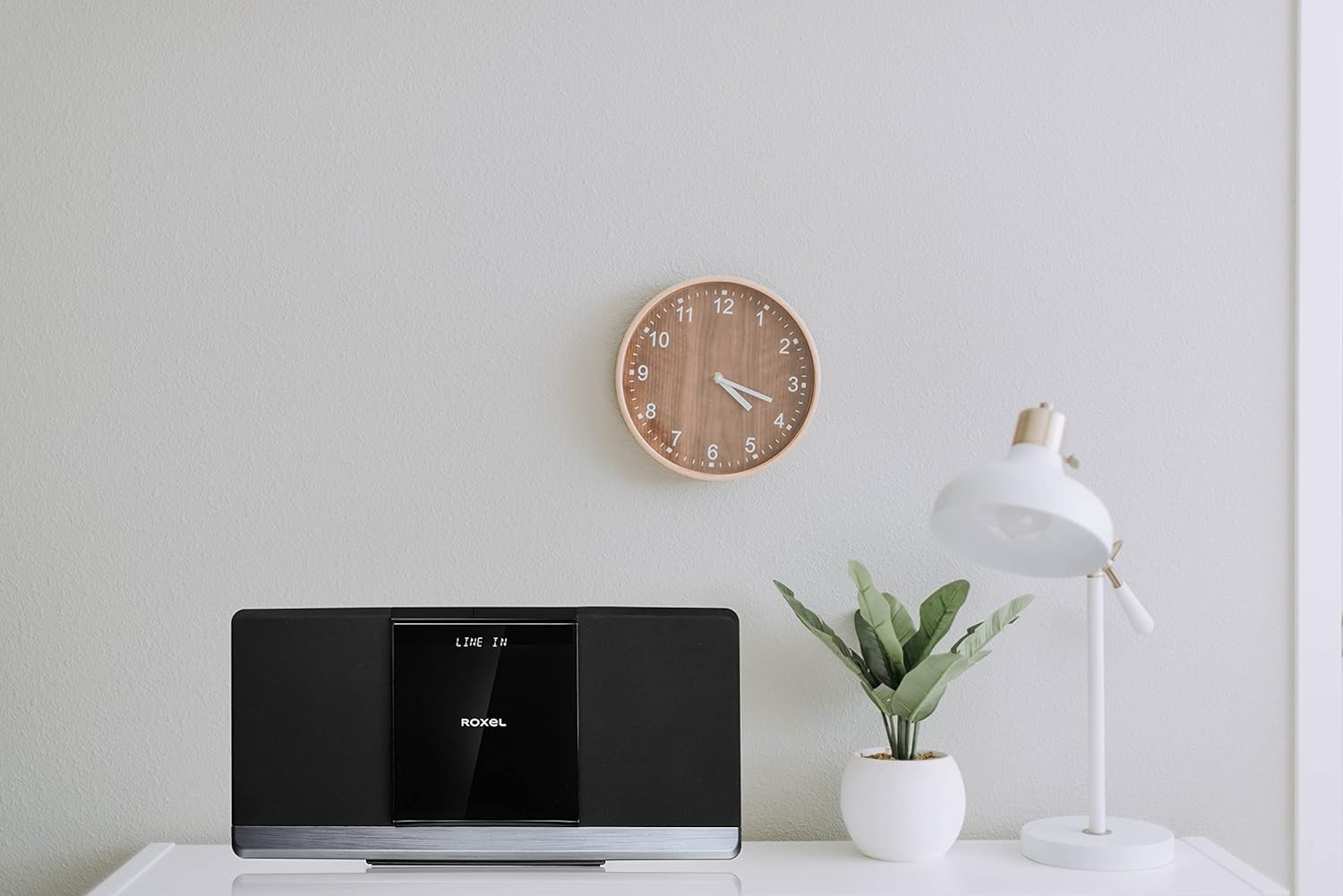 Roxel RCD-320 Micro Hifi System CD Player with DAB/DAB+/ FM RADIO, BLUETOOTH , USB and AUX in Connection, Remote Control, Sleek & Flat Design with White LED Display, Wall Mountable, 40W RMS image number 5