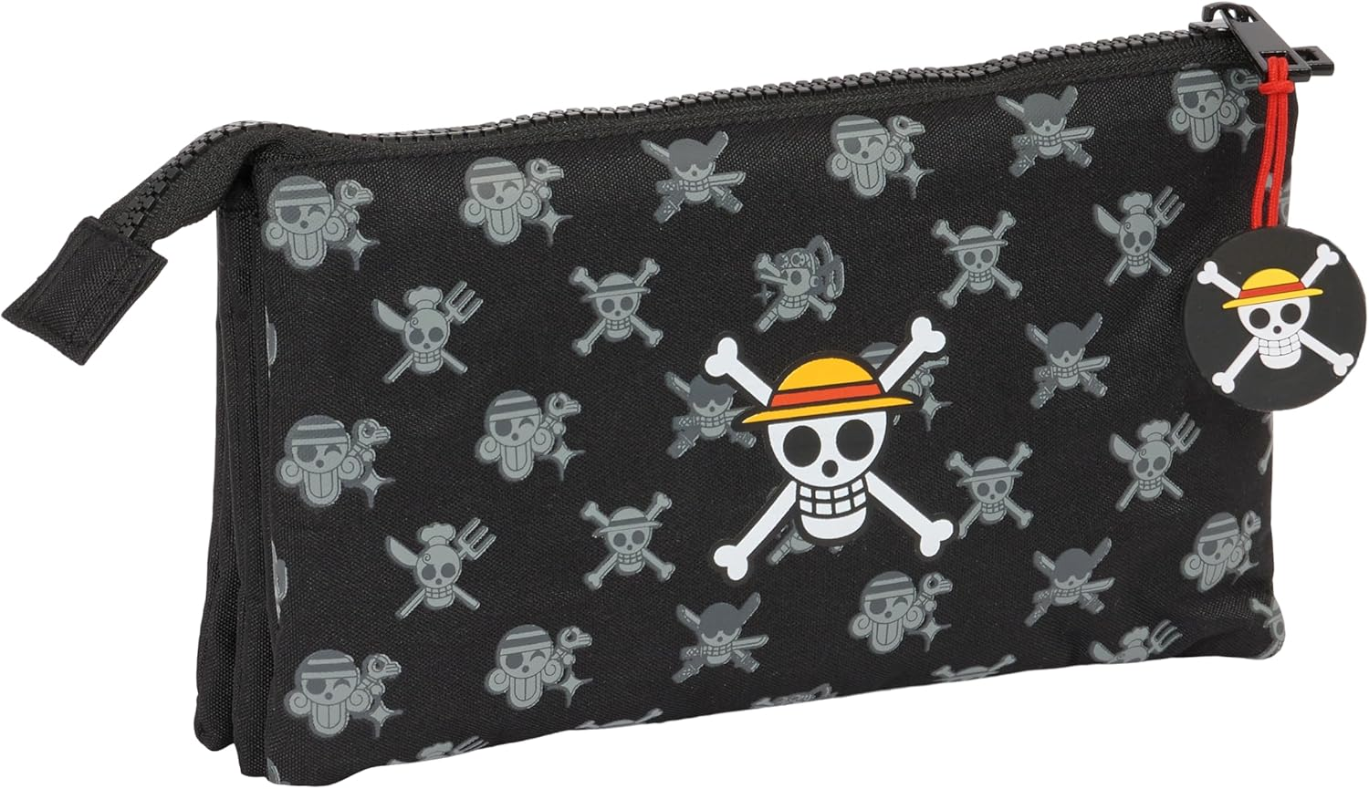 Safta One Piece &ndash; Triple Pencil Case, Children'S Pencil Case, Ideal for School-Aged Children, Comfortable and Versatile, Quality and Resistance, 22 X 3 X 12 Cm, Black, Black/White, Est&aacute;ndar, Casual, image number 1