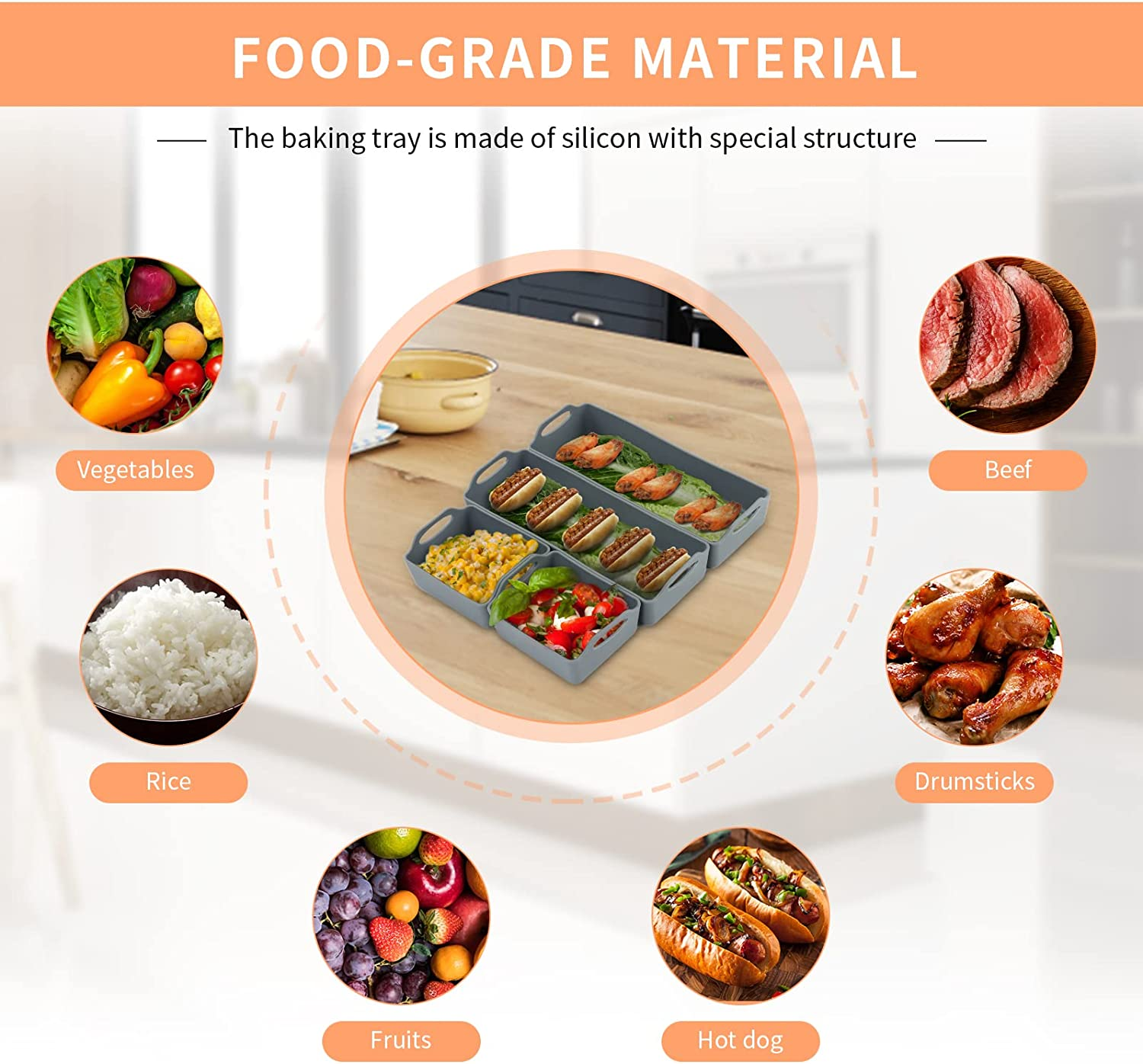 STARBRILLIANT Silicone Baking Sheet Pan Dividers,Sturdy Heatproof Handles Nonstick Tray,Cooking Reimagined,Reusable Bakeware Set for Meal Prep,Easy to Clean,Air Fryer,Oven Safe (Gary A)