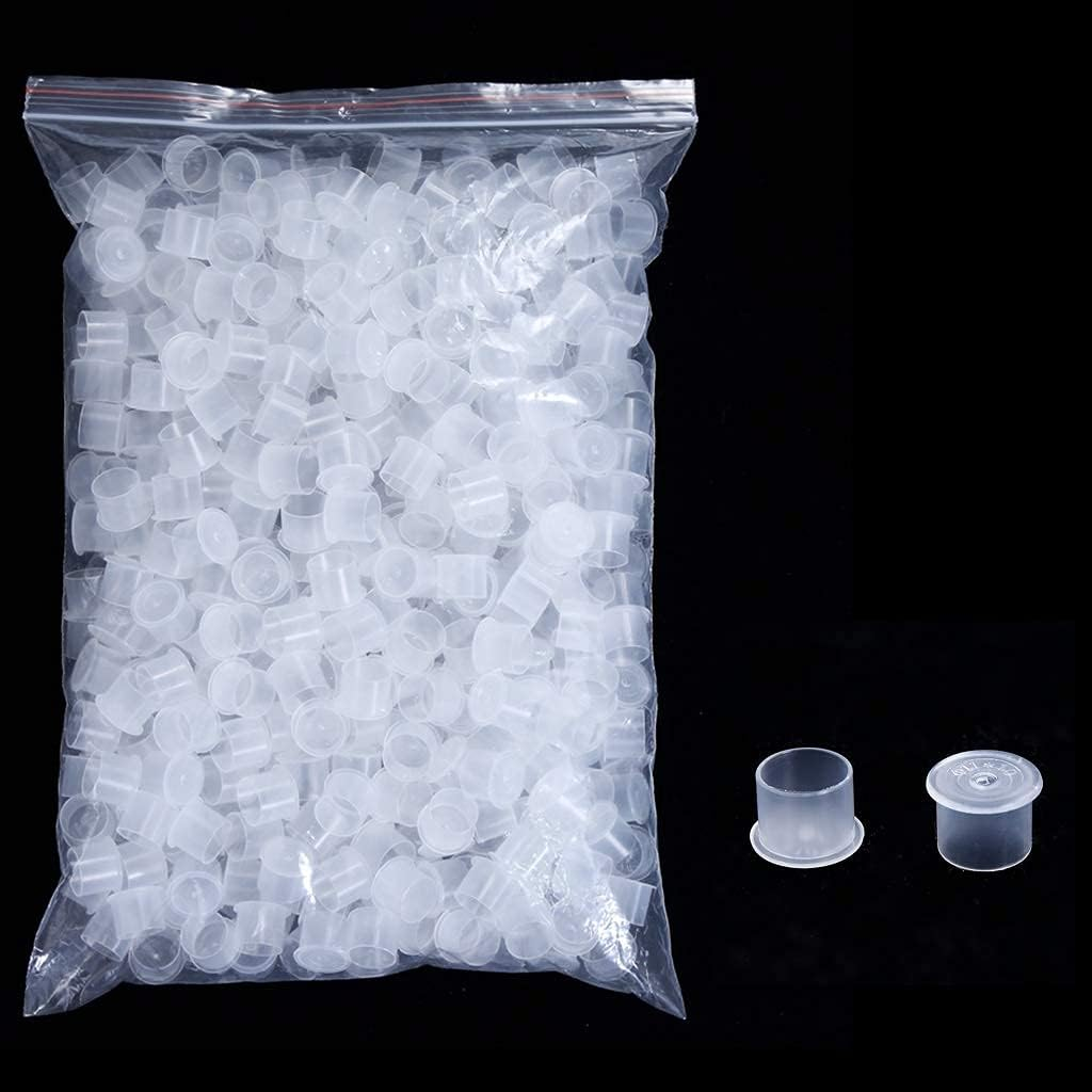 Tattoo Ink Caps Large,500Pcs White Plastic Disposable Microblading Makeup Ink Cups with Base, Pigment Cap Sizes 17Mm Large Pigment Cups image number 1