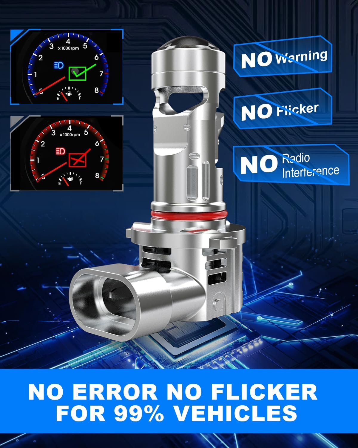 HB3 LED Headlight Bulbs, KATUR Upgraded 800% Ultra Brightness 30000LM 6000K Xenon White Real 1:1 Mini Size Plug and Play 9005 LED Bulbs with Projector Lens, Pack of 2 image number 4