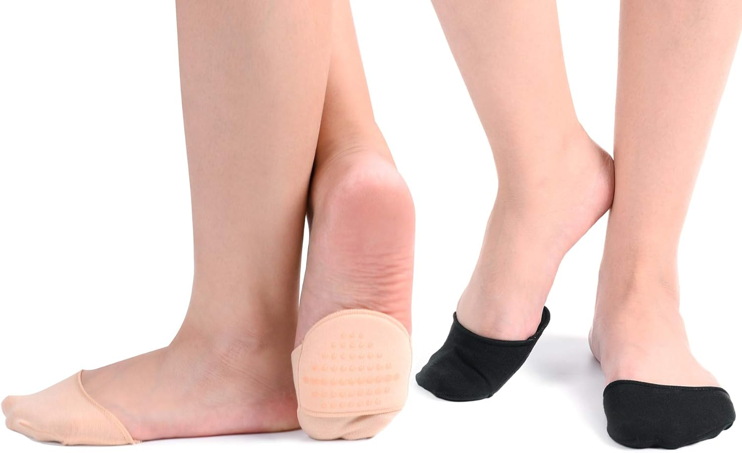 Flammi 6 Pairs Women'S Cotton Toe Cover with Padding Toe Topper Liner Socks Non-Skid Bottom