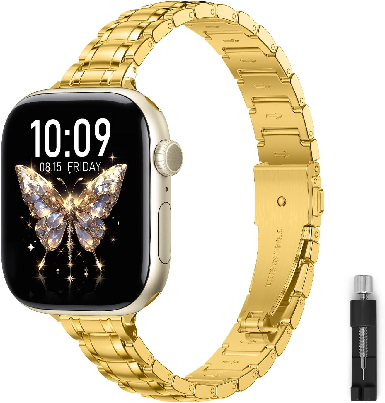 Thin Metal Band Compatible with Apple Watch Band for Women 40Mm 44Mm 42Mm 41Mm 45Mm 46Mm 38Mm,Slim Stainless Steel Bracelet Strap for Iphone Iwatch Bands Women SE/2 Series 10/9/8/7/6/5/4/3