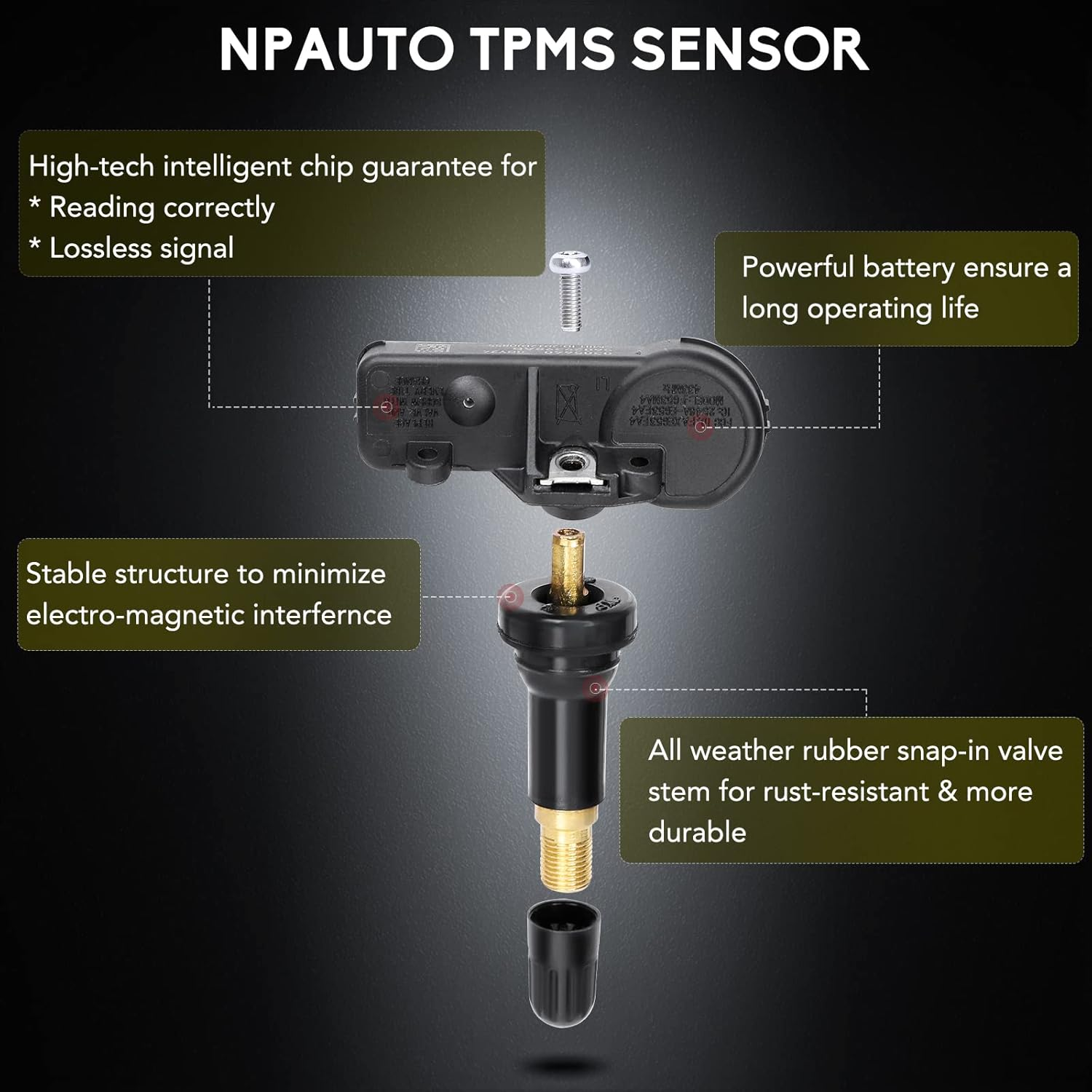 56029398AB TPMS Sensors Replacement for Chrysler Jeep Fiat Dodge Ram, Fits Charger Challenger Grand Cherokee Wrangler Tire Pressure Monitoring System OE#68142397AA 68241067AA 68241067AB 433Mhz, 4Pcs image number 2
