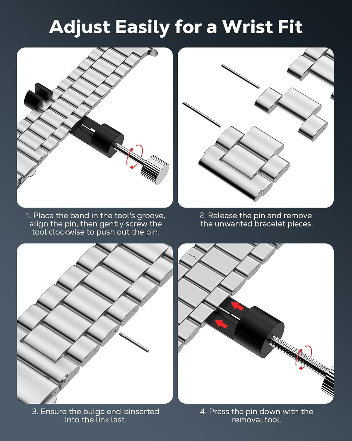 Metal Strap Compatible with Samsung Galaxy Watch 8 40Mm/44Mm/Classic 46Mm, Galaxy Watch 8 Strap, Gapless Business Stainless Steel Band for Men and Women image number 5