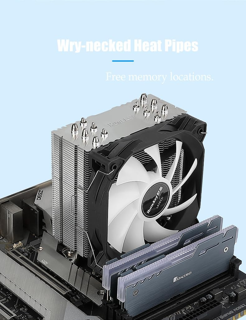 Huntkey Storm T600F CPU Cooler with ARGB Lighting, 6 Copper Heat Pipes CPU Air Cooler with Dual-Fan, Easy Install Each 120Mm 1800RPM PWM 78CFM for Intel LGA1700/1200/1151/1150/1155 AMD AM5/AM4