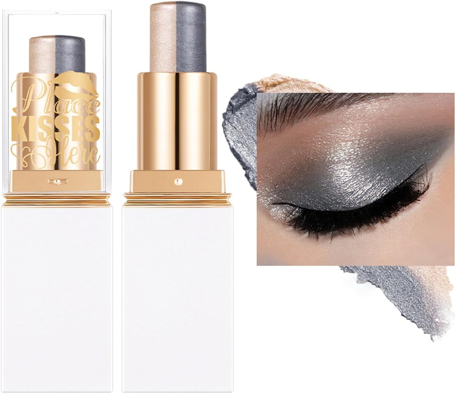 Yhong Long Lasting Dual Tone Eyeshadow Stick with Shimmer and Glitter High Impact Pigment Creamy Smooth Waterproof Formula Type F One Size - Type A image number 4