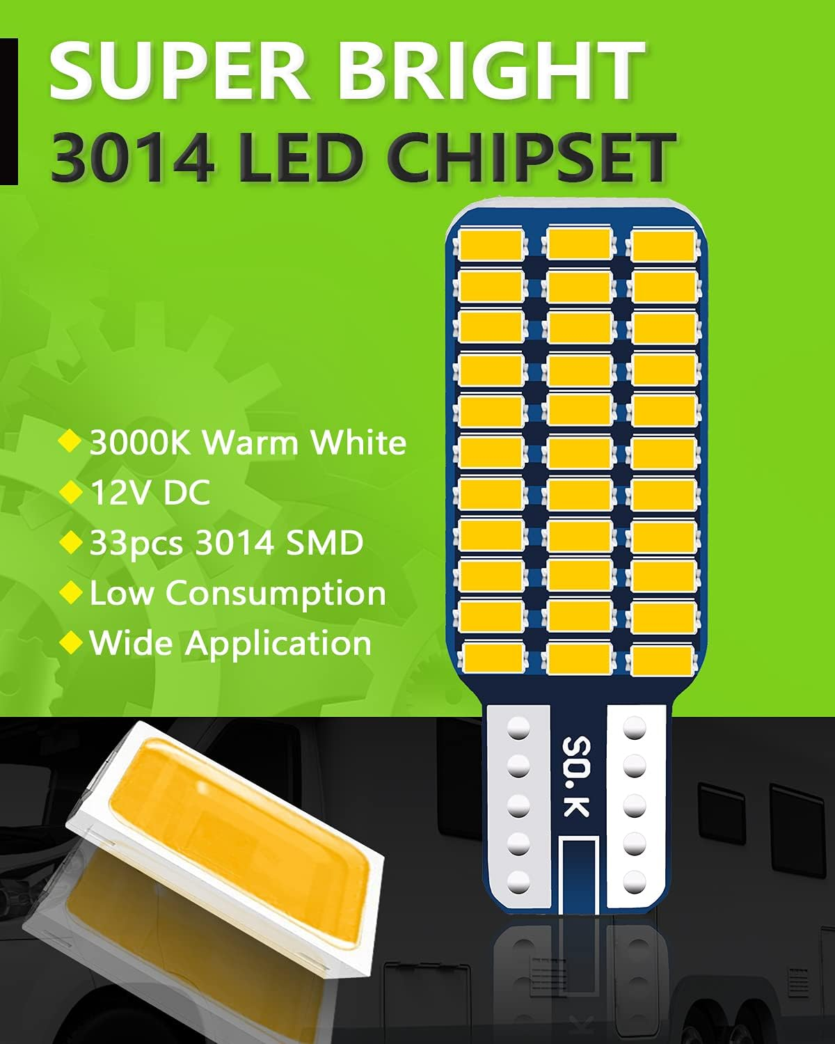 UNXMRFF - Super Bright Natural Warm White T10 921 922 912 LED Bulb for 12V RV Ceiling Dome Light/Rv Interior Lighting/Travel Trailer/Camper/Boat (Pack of 10) - Warm White image number 6