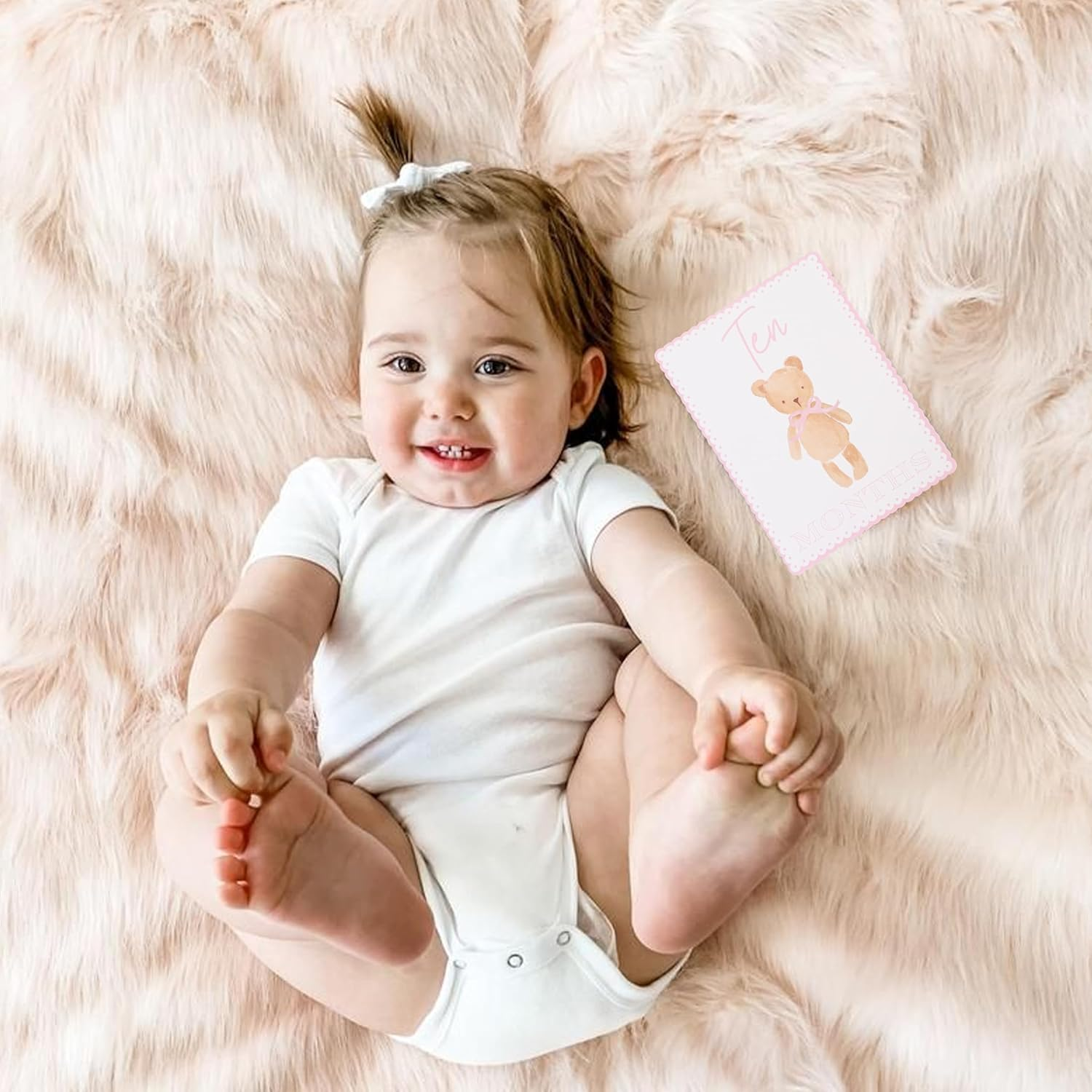 WAUAO Gingham Milestone Monthly Cards - My First Milestone Cards, Baby Shower Photo Props,Baby Milestone Monthly Memories,Boys/Girls Photo Props (Pink)