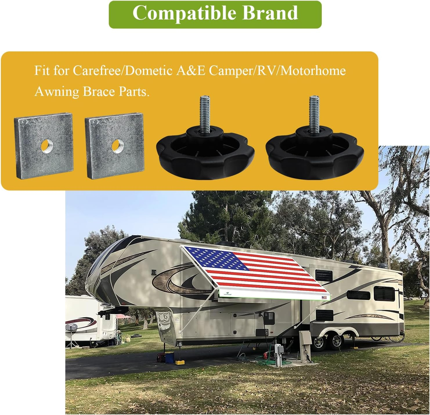 4 Pack 3311578001 Camper RV Awning Brace Knob, Awning Rafter Locking Knobs Replacement Parts with Clamp & Nut Kit, Fit for Carefree/Dometic A&E Camper/Rv/Motorhome Awning Brace Parts image number 2