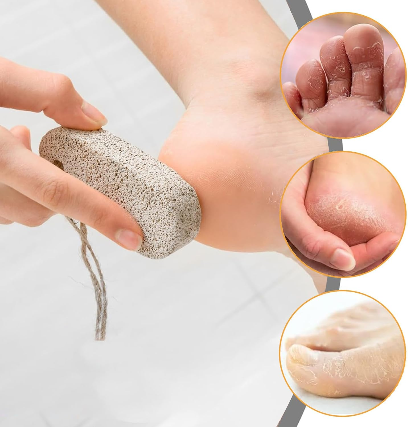DHWEKU Pumice Stone Foot Care, Pack of 2 Pumice Stone Callus Remover, Natural Pumice Stone, Lava Stone Foot Care Callus, Pumice Stone Cleaning Stone for Calluses and Skin Hardening Removal image number 3