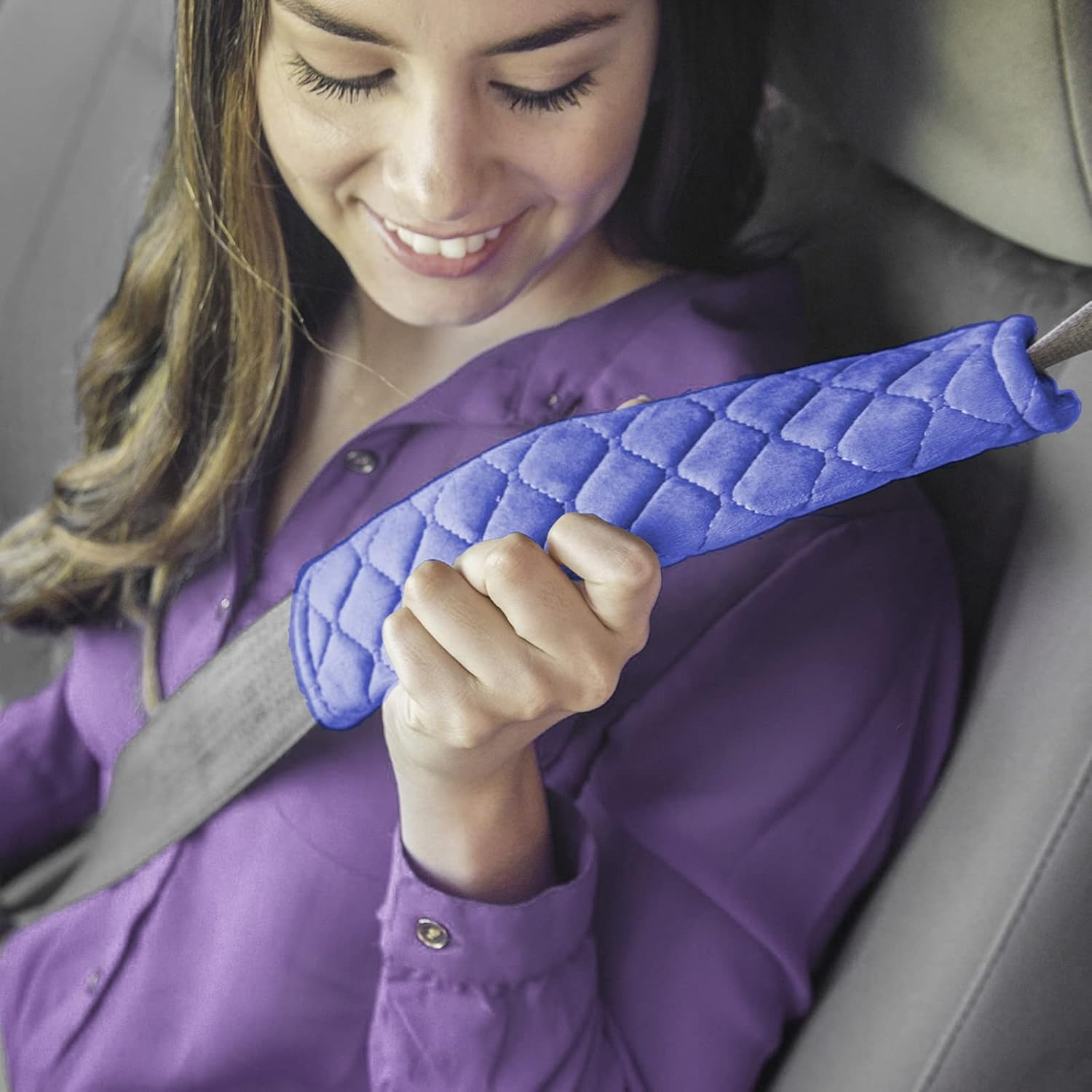 2Pack Car Seat Belt Pads Cover,Seat Belt Shoulder Strap Covers Harness Pad for Car/Bag,Soft Comfort Helps Protect You Neck and Shoulder from the Seat Belt Rubbing(Blue) image number 4