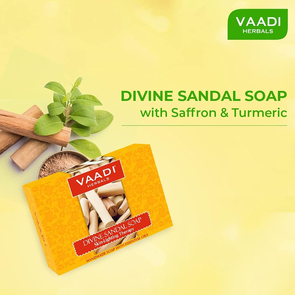 Vaadi Herbals Divine Sandal Soap with Saffron & Turmeric 75G (Pack of 6) image number 4