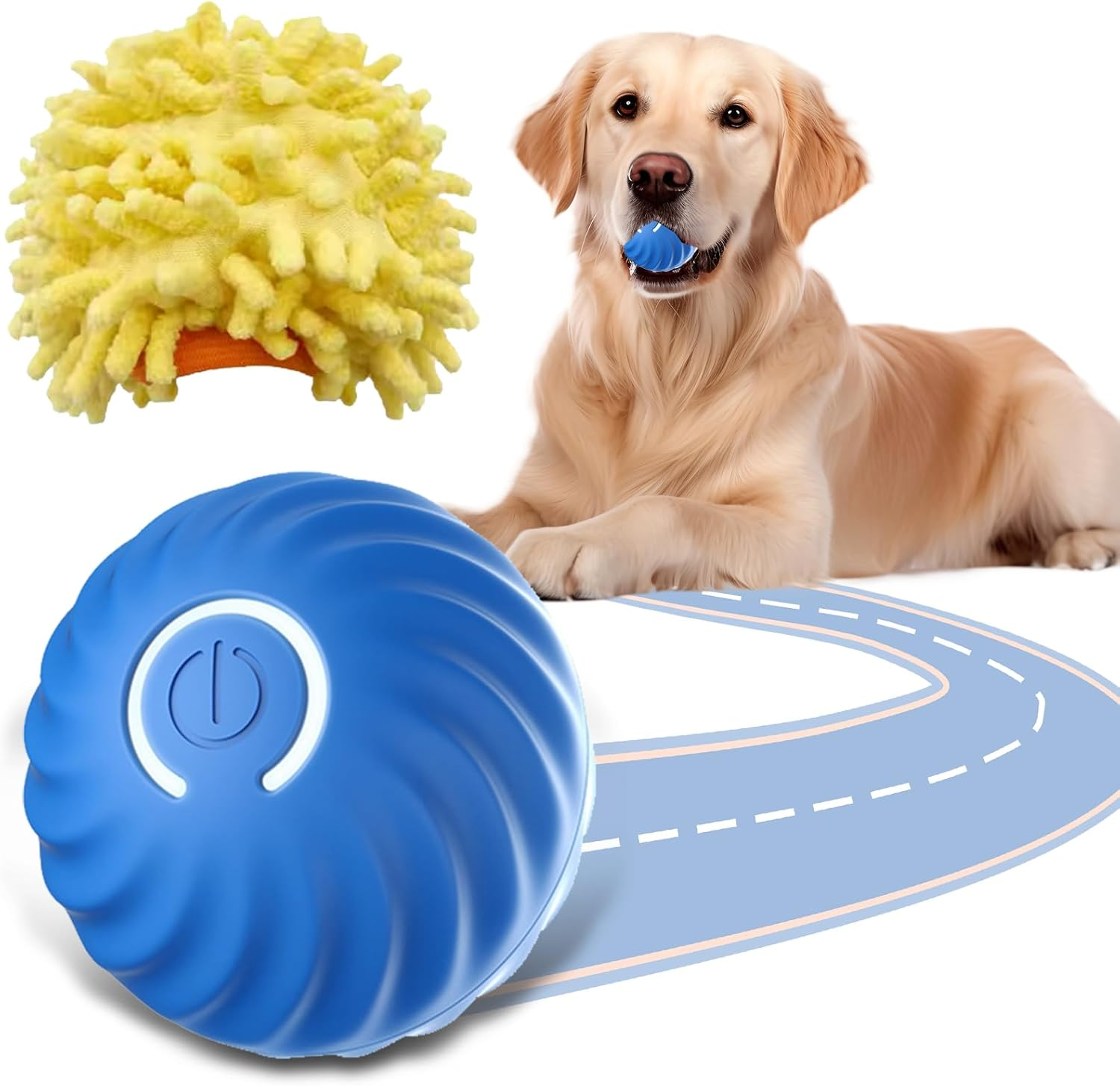 Petgravity Interactive Dog Toys Ball,Automatic Bouncing Rotating Ball,Usb Rechargeable，[2025 Newly Upgraded] Large Size 6.7Cm，Removable Shell for Water Washing，Add a Silent Protective Cover.