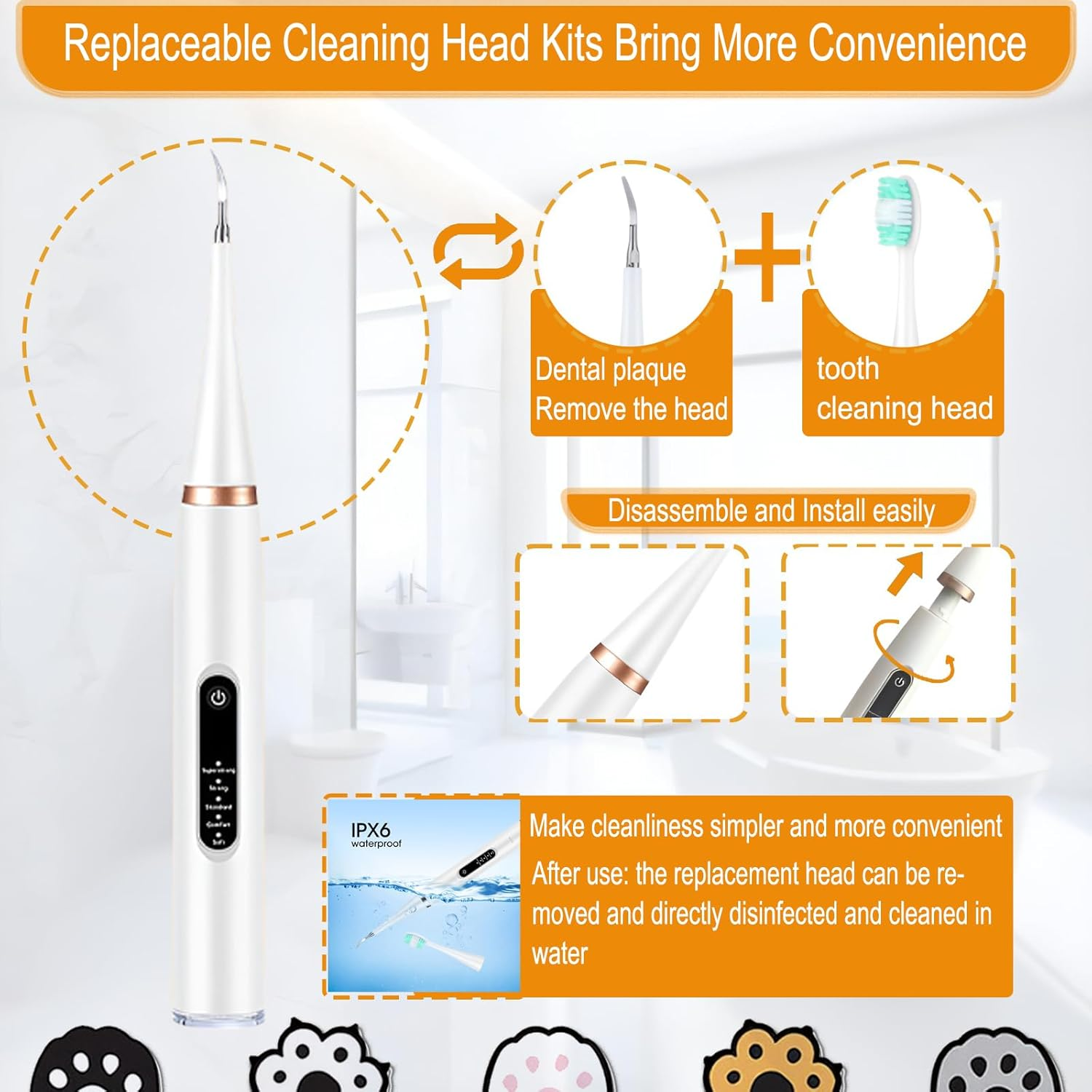 Dental Care Cleaner Kit for Dogs Cats,Cat Dog Electric Tooth Brush Teeth Cleaning,Plaque Remover Reduces Plaque & Tartar Buildup,Ultrasonic Plaque Off,Gentle and Comfortable for Pet Teeth Oral Care image number 3
