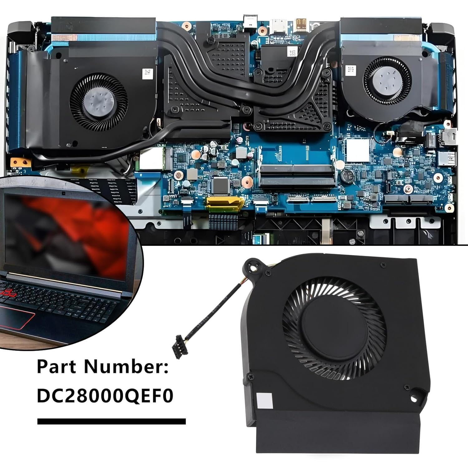 SING F LTD Laptop GPU Cooling Fan 4-Pin GPU Cooling Fan Compatible with Acer Nitro 5 AN517-41 AN517-52 AN515-55 AN515-56 AN515-57 GPU Fan, DC28000QEF0 image number 4