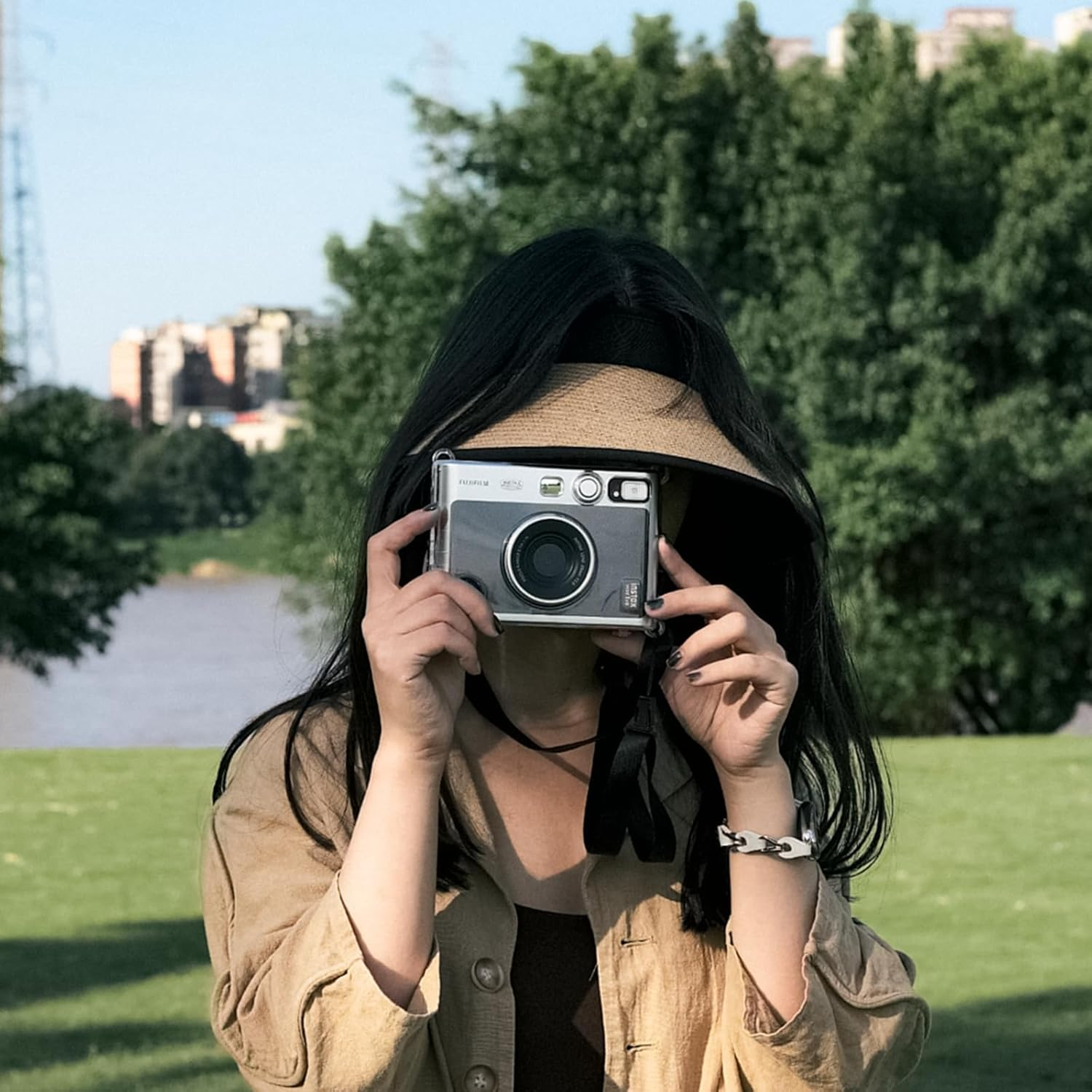 Rieibi Clear Protective Case for Fujifilm Instax Mini Evo Instant Camera - Hard Carrying Case Cover with Shoulder Strap - 2 Accessories image number 7