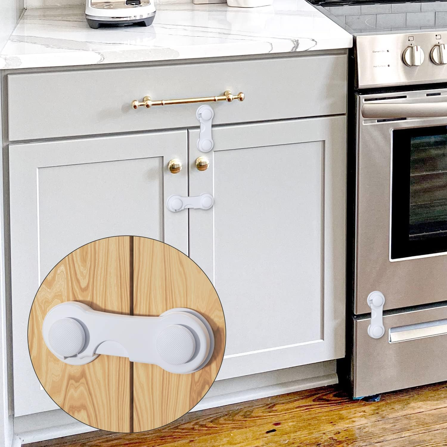 Child Safety Locks, 12 Pieces Child Locks for Cabinets and Drawers, 9.4Cm Child Lock,With 3M Glue, Easy to Install, No Drilling, Suitable for Cabinets, Drawers, Appliances image number 5