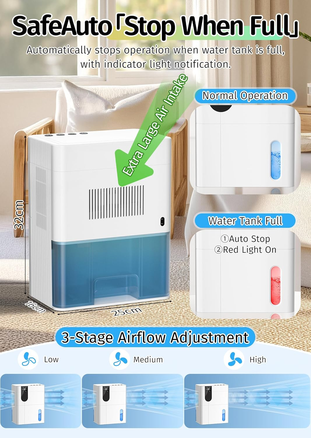 Dehumidifier for Bathroom, 4500Ml Water Tank, (1000 Sq.Ft) Quiet Dehumidifier for Home Basement Closet with Auto Shut Off,Sleep Mode, 7 Colors LED Light image number 3