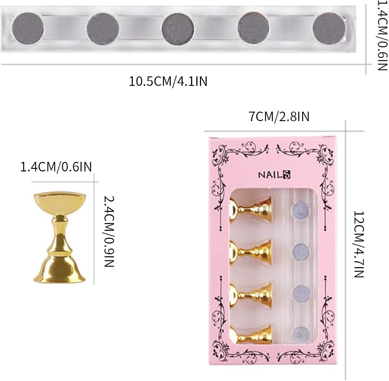 Jrusmr 4 Sets Acrylic Nail Display Stands, Magnetic Nail Tip Practice Holders with Crystal Base-Professional DIY Tools for False Nail Tips and Manicure-Home and Salon Use image number 6