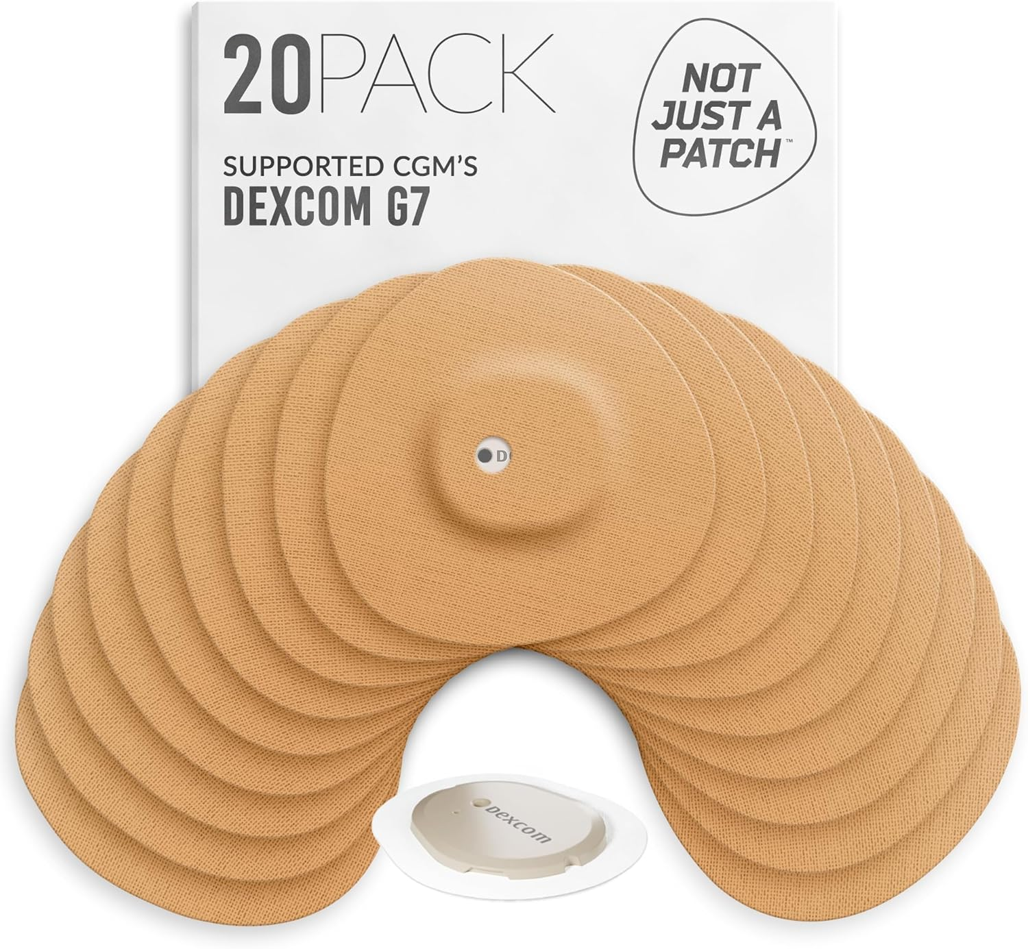 Not Just a Patch Dexcom G7 Adhesive Patches (20 Pack) &ndash; Stelo CGM Sensor Patches &ndash; Breathable & Sweatproof Design with Precision-Cut Hole for Ventilation, Secure Fit & Long-Lasting Hold &ndash; Multicolor