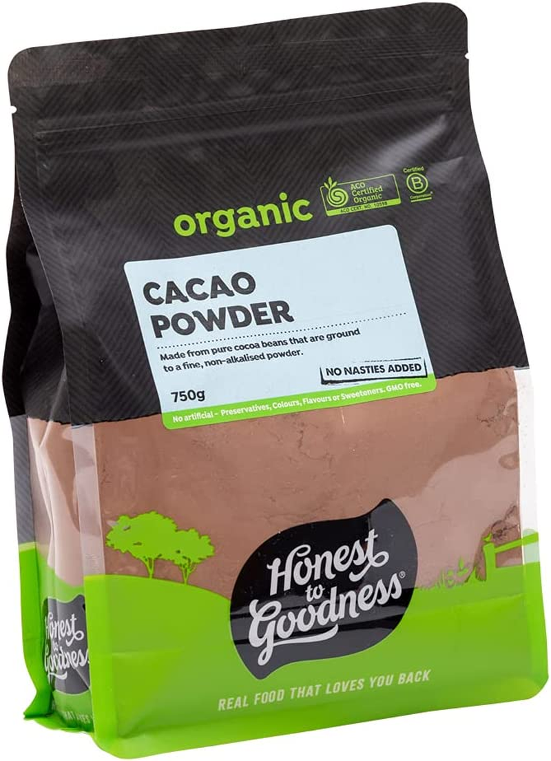 Honest to Goodness, Organic Cacao Powder, 750G - Made from Pure Cocoa Beans Grounded to a Fine, Non-Alkalised Powder. Naturally Tart Cocoa Flavour. Slightly Light in Colour. image number 3