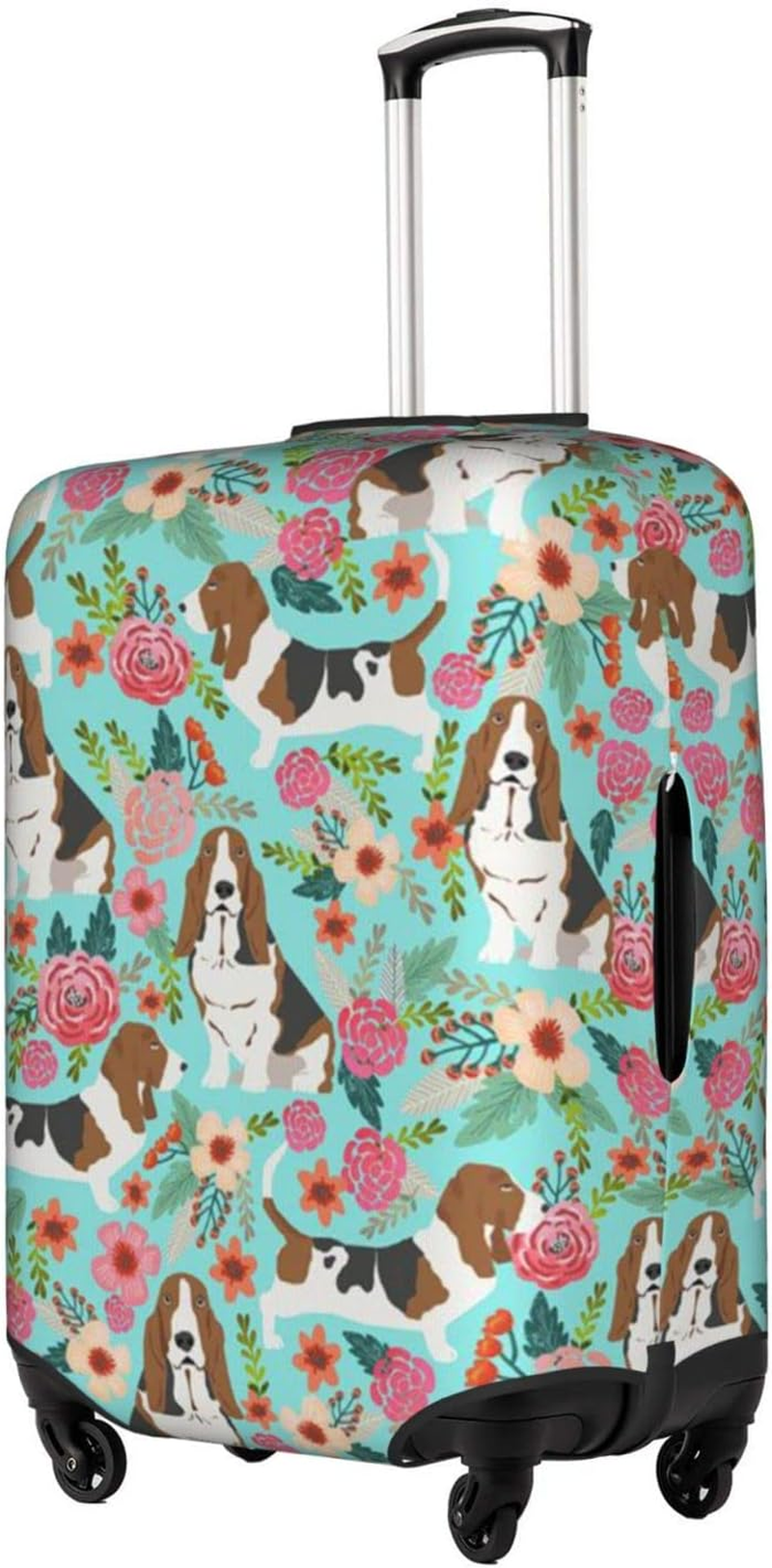 Sweet Basset Hound Florals Luggage Cover Anti-Scratch Suitcase Protector Fits 18-32 Inch Luggage image number 3