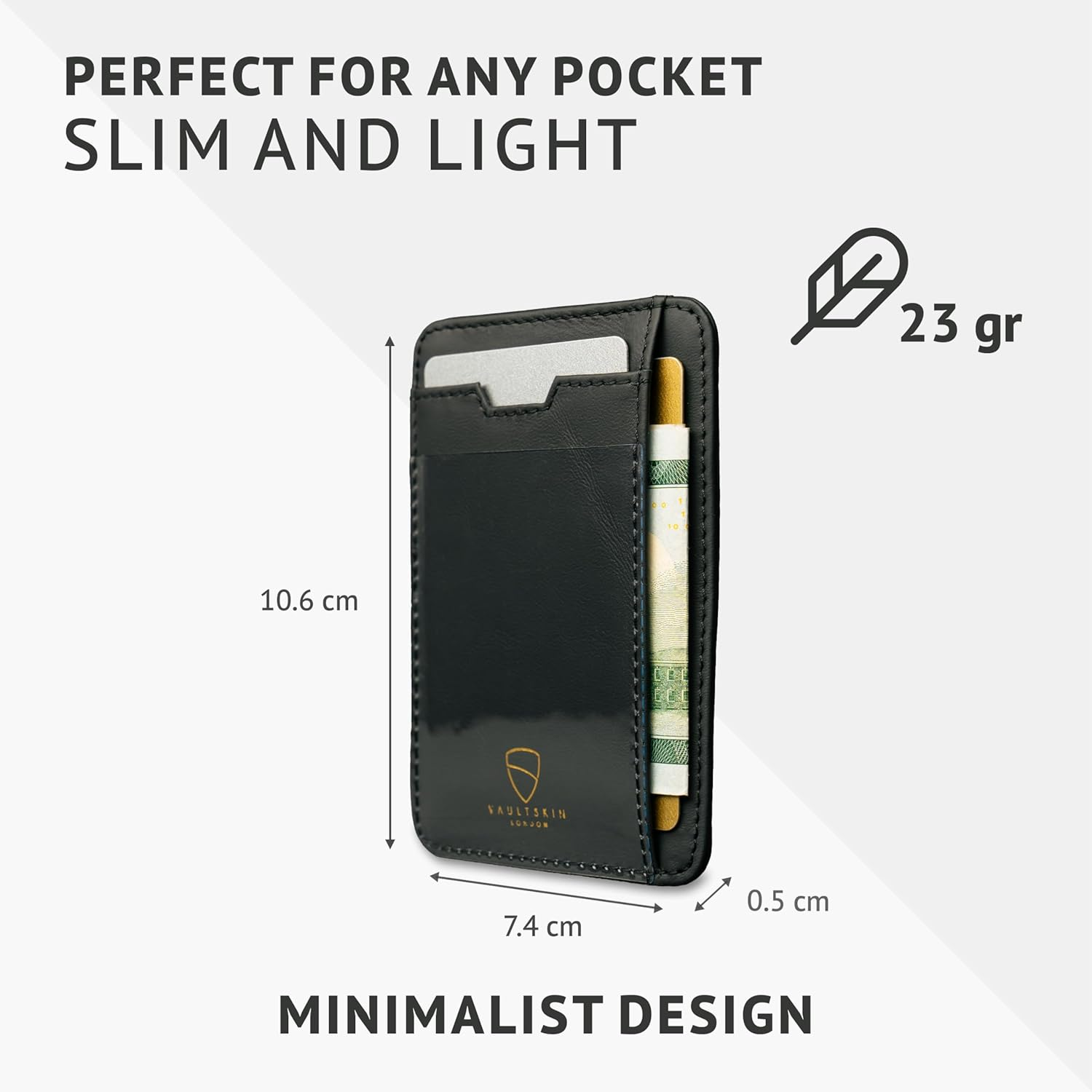 Vaultskin Brixton Slim Card Holder with ID Window - Minimalist Front Pocket Leather Wallet with RFID Protection for Men and Women (Jet Black) - Chestnut Brown image number 6