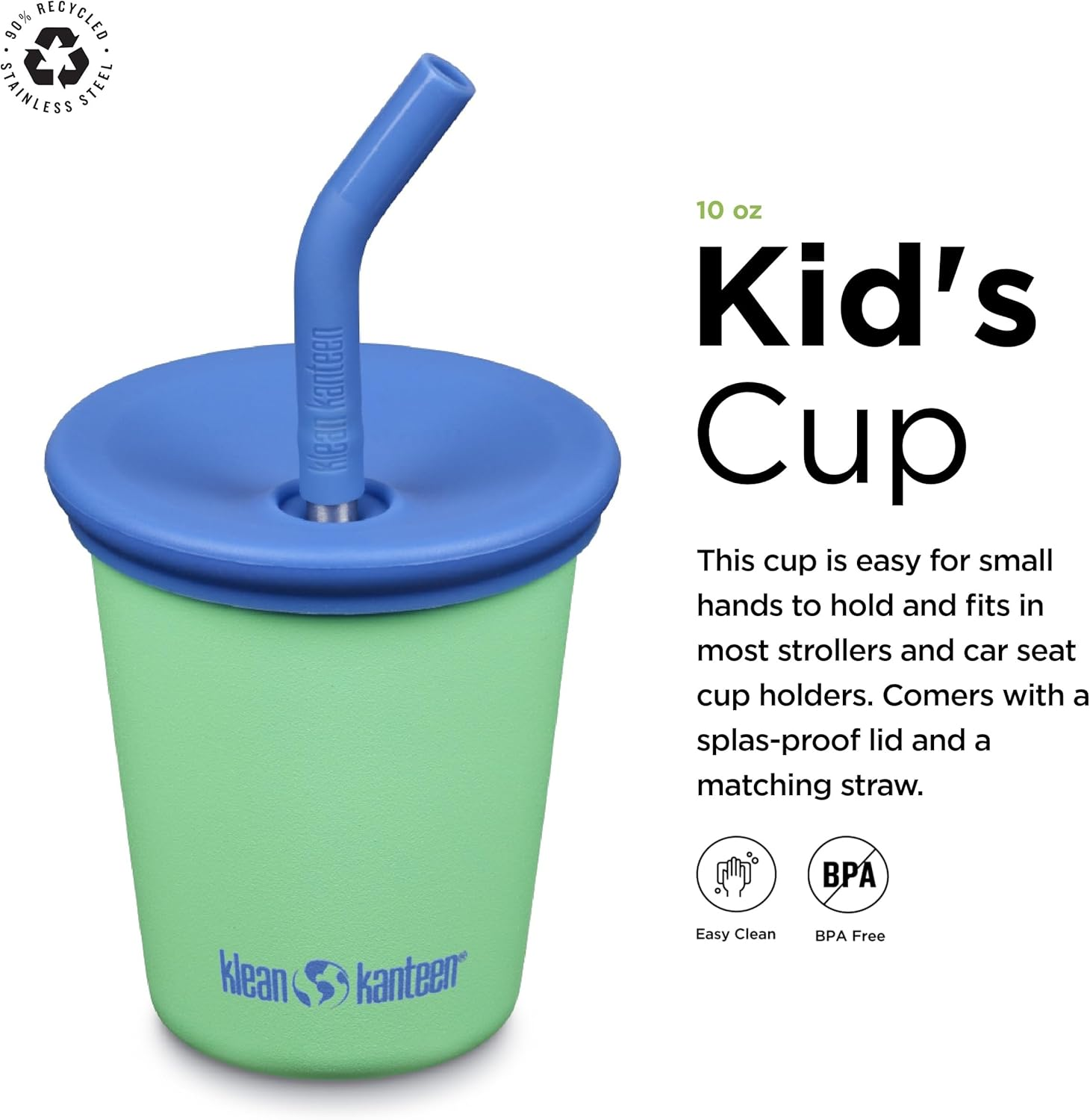 Klean Kanteen Kid'S Cup with Straw Lid, Spring Bud, 10 Oz (295 Ml) Capacity image number 2