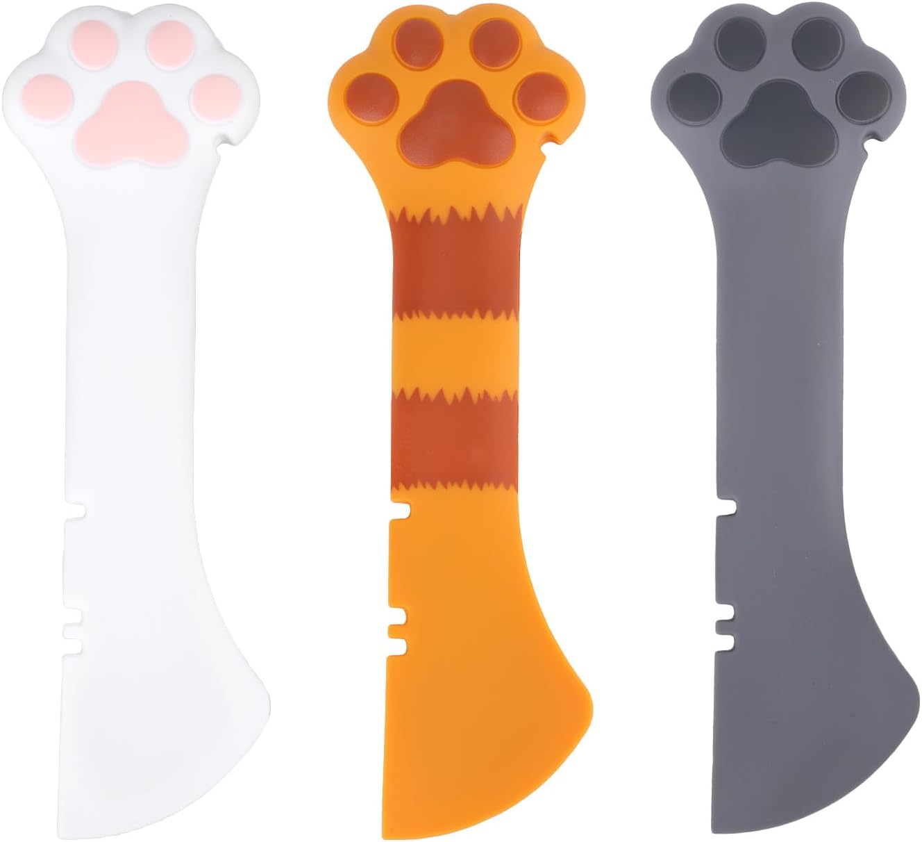 3 Pcs Dog Cat Food Spoon, Cute Paw Spoon for Wet Food Silicone Can Opener Multifunctional Pet Spatula Scoop Mixing Spoons for Cat Dog Supplies (White, Orange & Dark Grey) image number 1