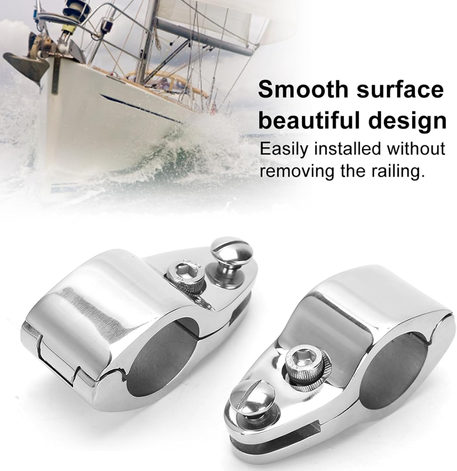 2Pcs 316 Stainless Steel Boat Marine Hinged Upper Jaw Slide Hardware Fittings Suitable for Boats, Yachts(30Mm) image number 4