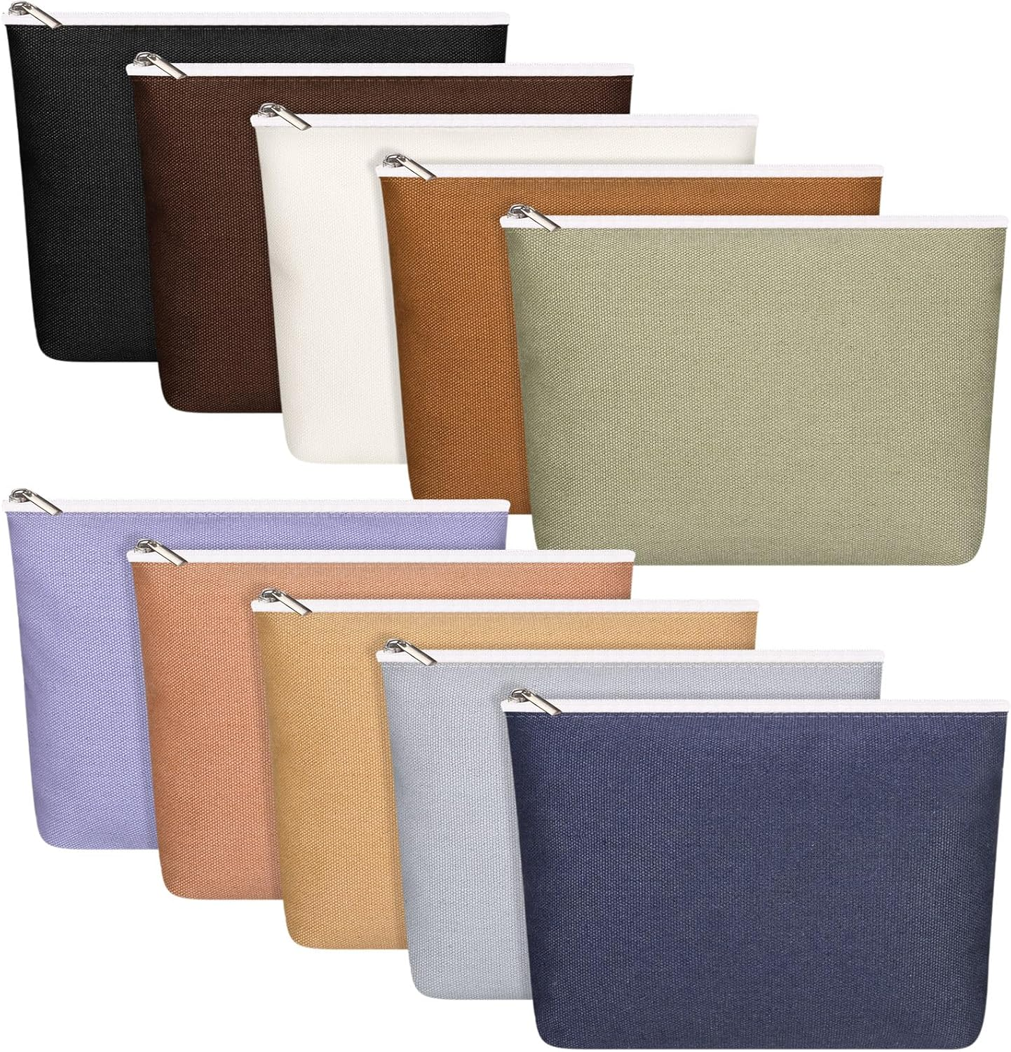 Reginary 10 Pcs Valentines Canvas Makeup Bags Bulk for Women Travel Toiletry Cosmetics Bags Blank DIY Pencil Pouch, Gift for Valentines Patrick'S Day Wedding Bridal Shower Coworker(Macaron Color) - Macaron Color image number 3