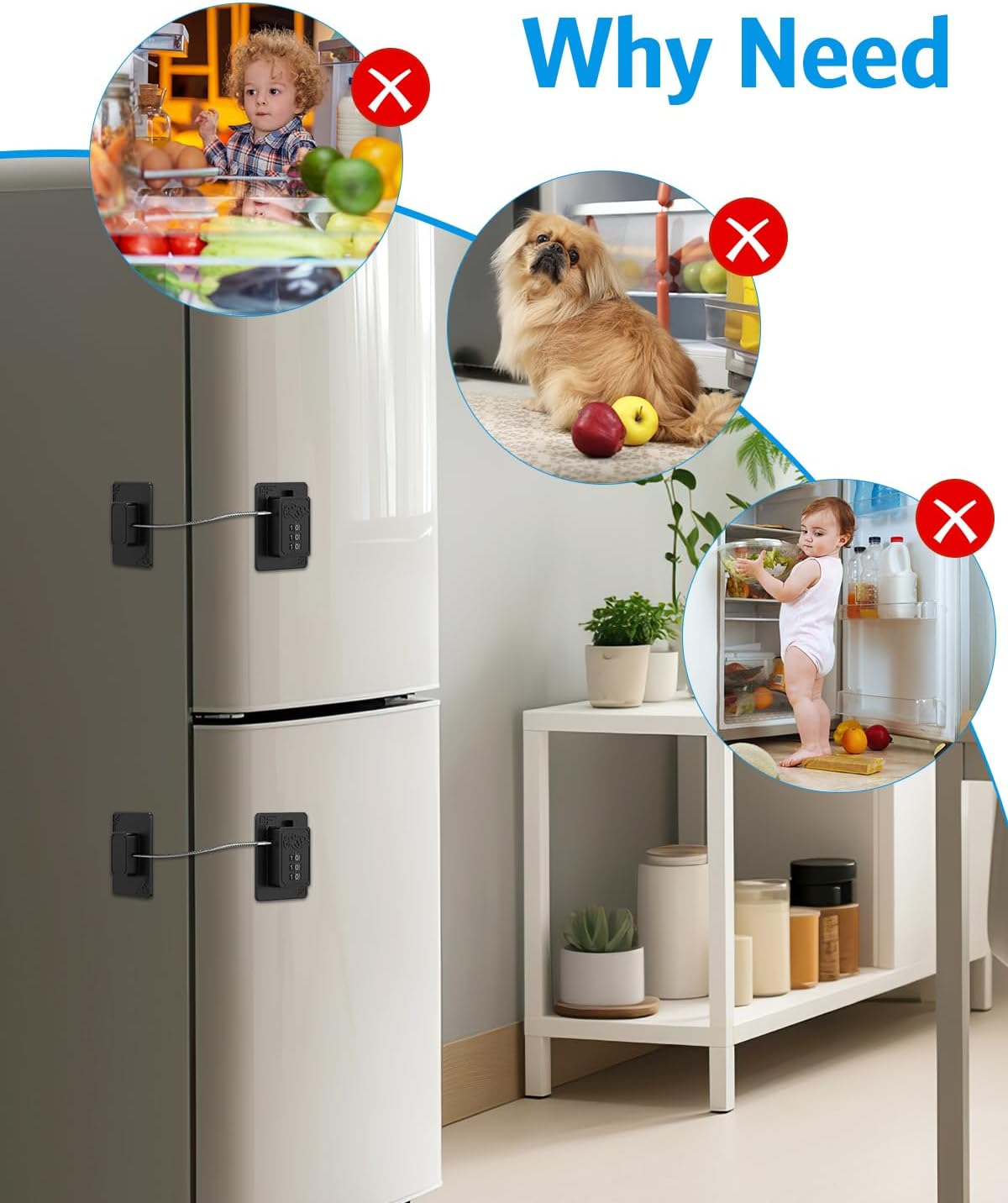 AMIR 2 Pack Password Refrigerator Lock for Children, No Installation Child Safety Cabinet Locks with with Strong Adhesive for Door File Drawer Cabinet Cupboard Windows image number 4