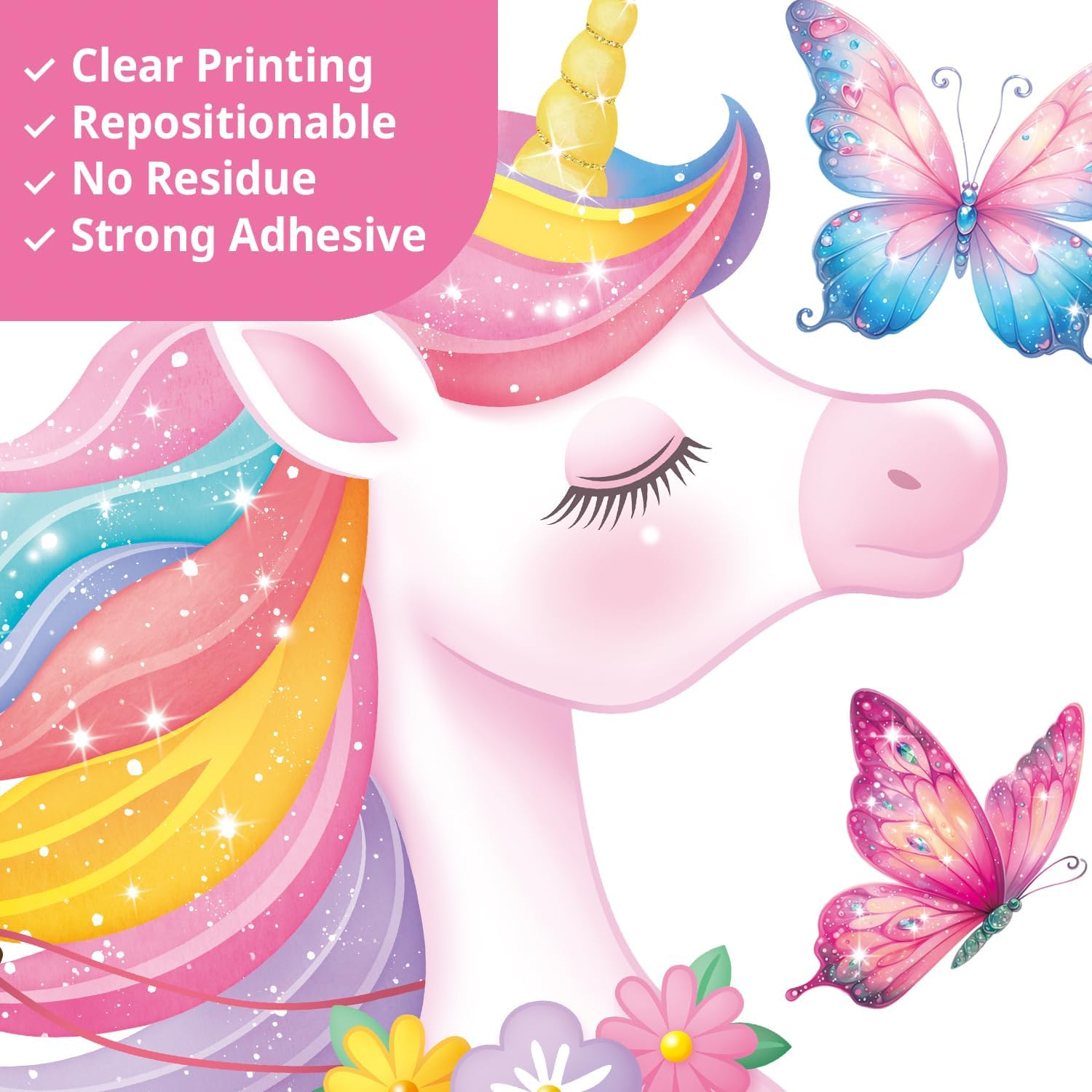 DECOWALL SG2-2503 Black Girl Unicorn Bible Verse Wall Stickers Decals Inspirational Girls Bedroom Nursery Peel and Stick Princess Decor Butterflies Kids Baby Removable Home Art Quotes image number 6