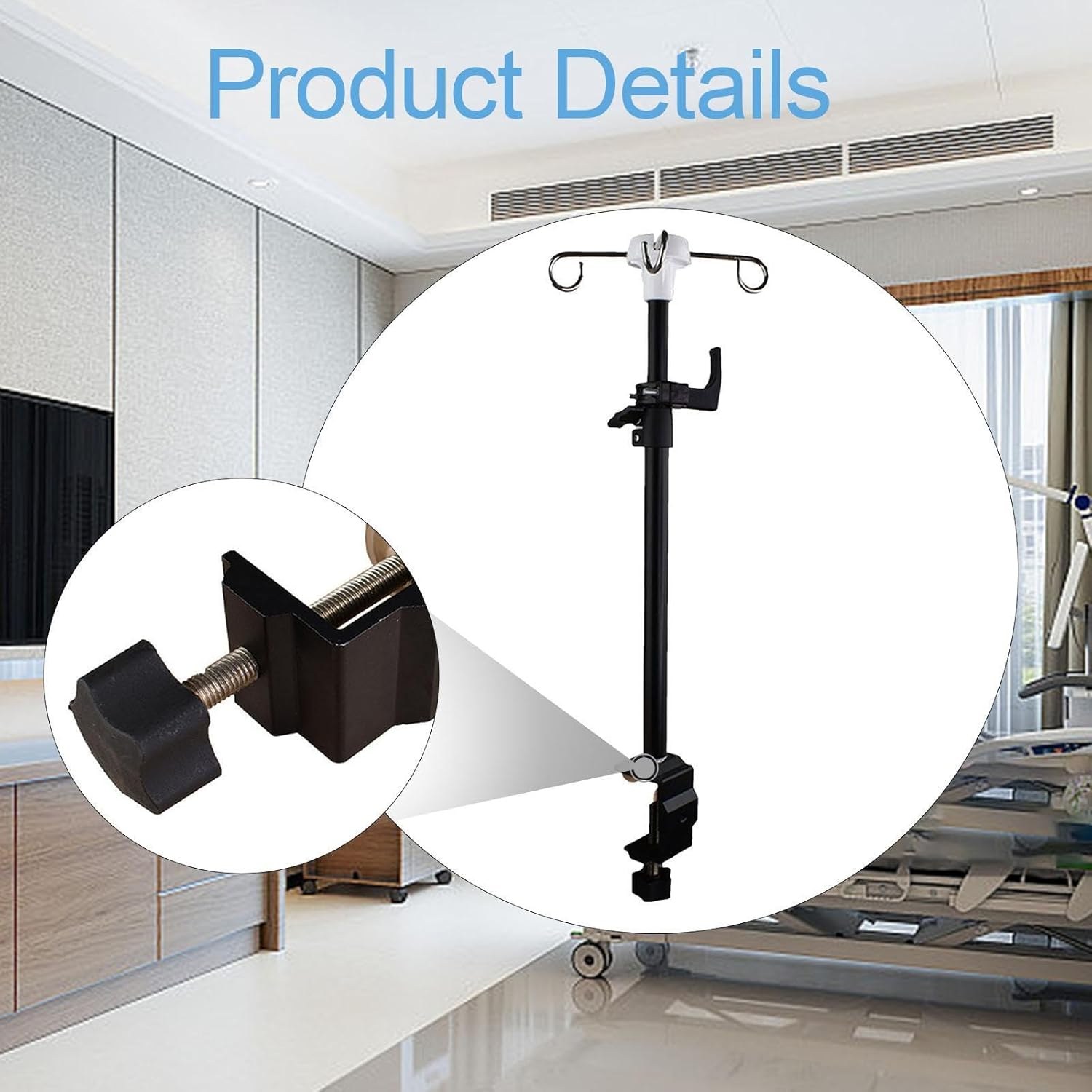 Perfk IV Pole Table Clamp Feeding Tube Holder Infusions Household Drip Bag Stand