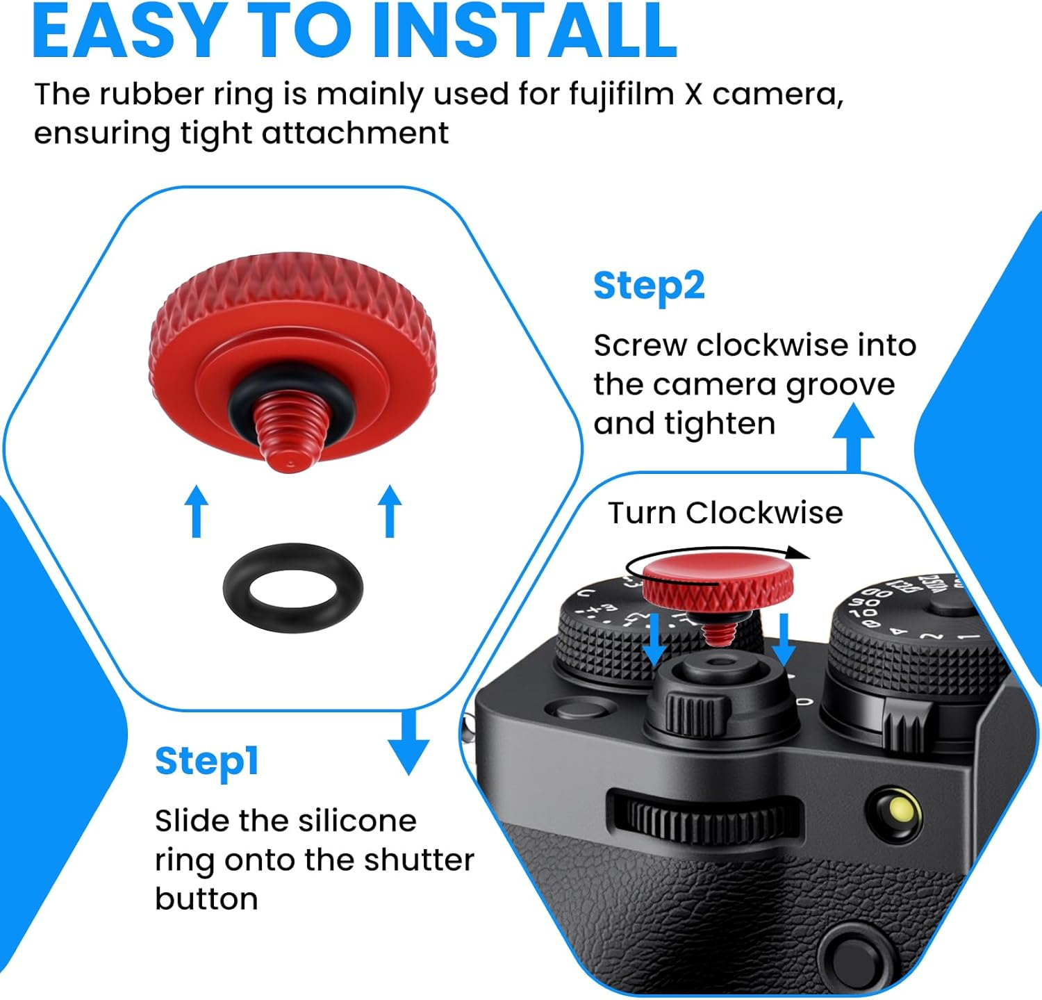 SDTC Tech 4 Pcs Fuji Shutter Release Button Accessories, Copper Camera Soft Shutter Button Fits for Fuji X-T3 X100 X100S X-T10 X-T20 X-T30 Xpro1, 4 Color (Red/Black/Silver/Golden) image number 1