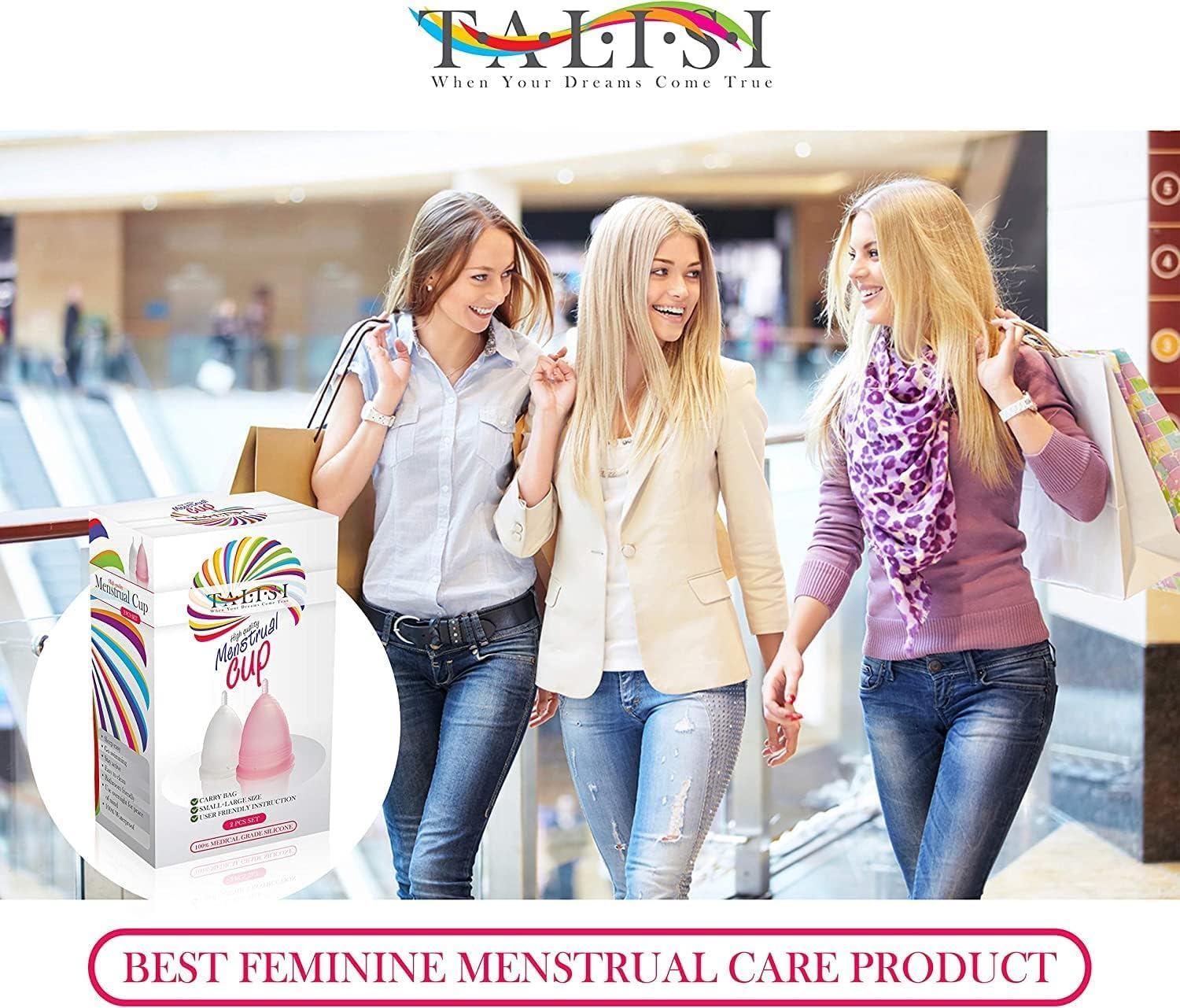 Talisi Menstrual Cups Set of 2 Period Cup Reusable Small Large Sizes Silicone Soft Cups Regular and Heavy Flow Feminine Hygiene Products Tampon and Pad Alternative Protection Copa Menstrual Organic image number 5