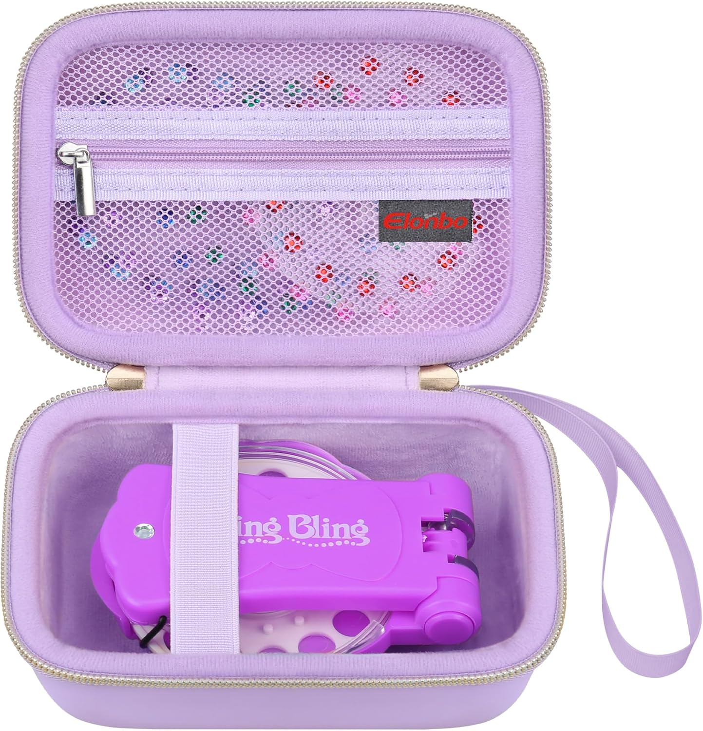 Elonbo Carrying Case for Blinger Dazzling Starter Kit,Blinger Kids Glam Collection Starter Kit Storage Bag,Kids Hair Styling Tool Travel Organizer Holder,Pocket Fits Gems Rhinestones. Blue