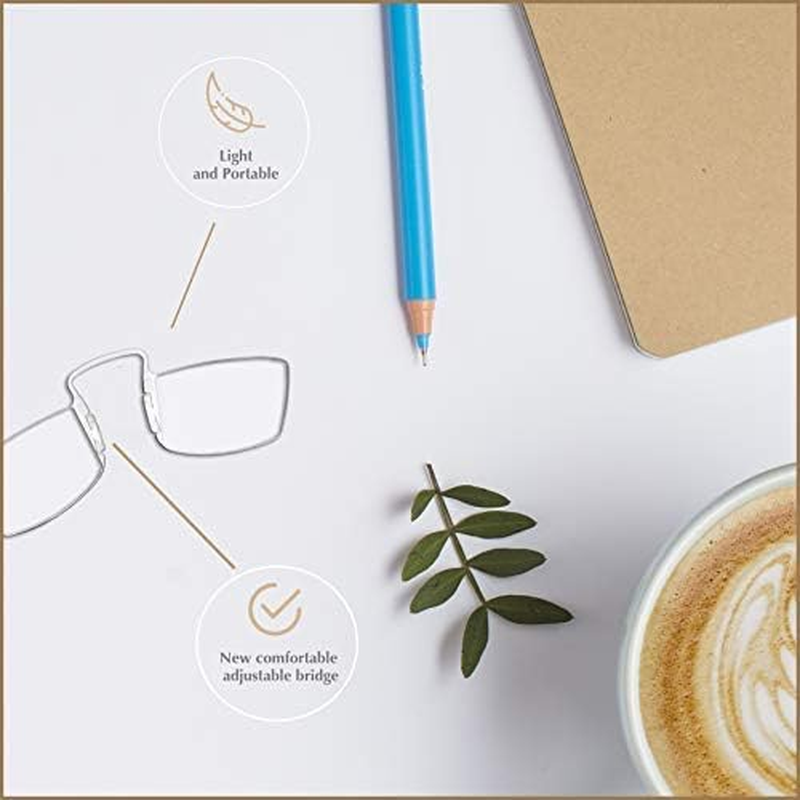 Noble Ultra Slim and Flat Reading Glasses Thin and Flexible Rimless (3 Pack) with 3 Wallet Mini Card Holder and 1 Silicone Stick on Portable Cell Phone Case for Men and Women (2.00-CLR) image number 2