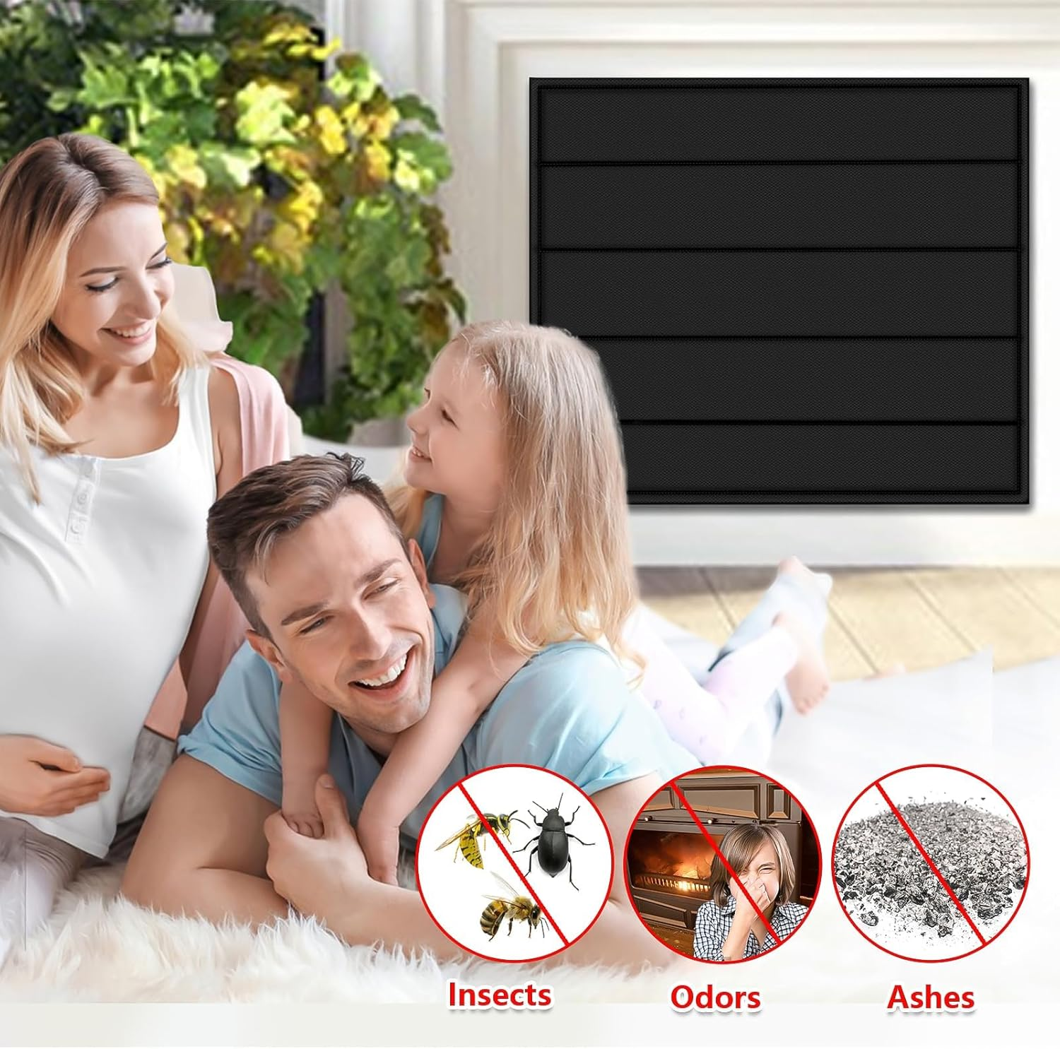 Magnetic Fireplace Blanket for Heat Loss Indoor Fireplaces Covers Keep Drafts Out Fireplace Draft Stopper with Built-In 12 Strong Magnet for Iron Fire Place Frame Fireplaces Screen 38X26 image number 6
