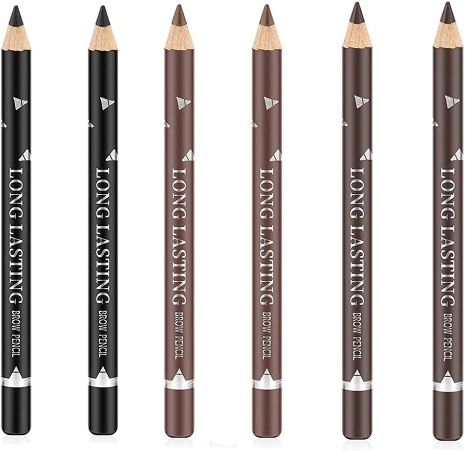 Go Ho 6 PCS Eyebrow Eye Liner Pencil Set,Easy to Color Sweatproof Eye Brow Pencil,Professional Long-Lasting Eyeliner Gel Makeup Brow Tint Pen,3 Colors(Black,Brown,Dark Brown) image number 6