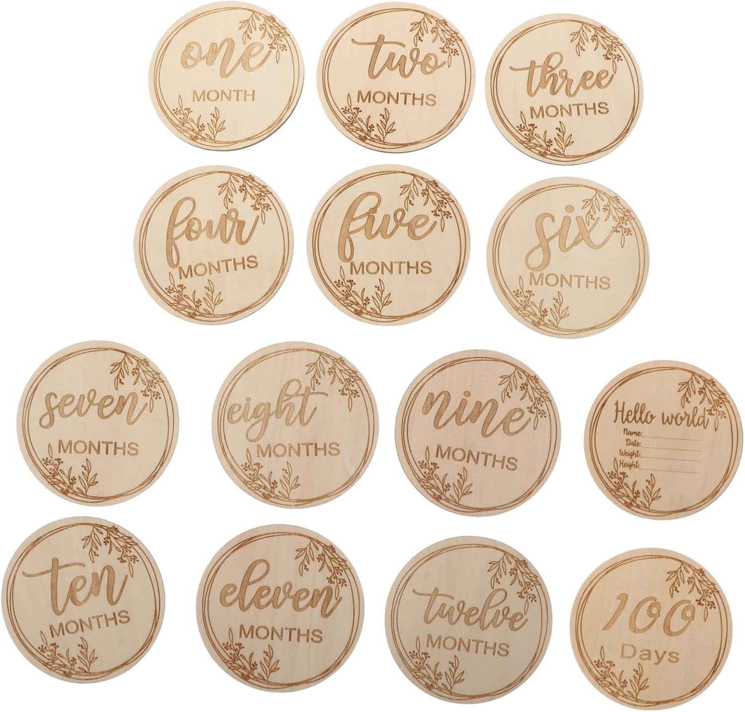 1Set Milestone Growth Cards Creative Birth Cards for Newborns Wooden Photo Props for Shower Memory Making image number 4