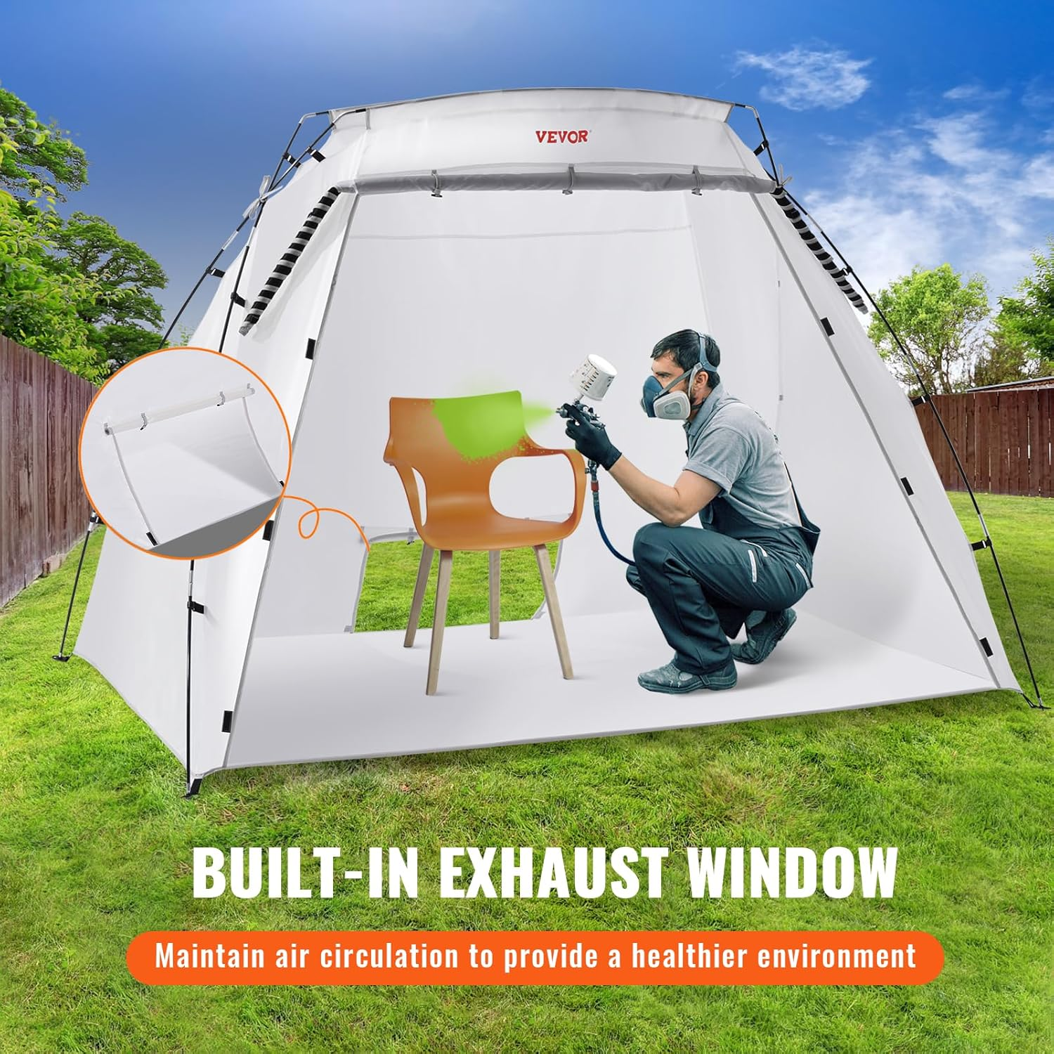 VEVOR Portable Paint Booth, 7.5X5X5 FT Spray Paint Shelter, Larger Spray Paint Tent with Built-In Floor & Mesh Screen, Painting Tent Station for Furniture DIY Hobby Tool image number 6