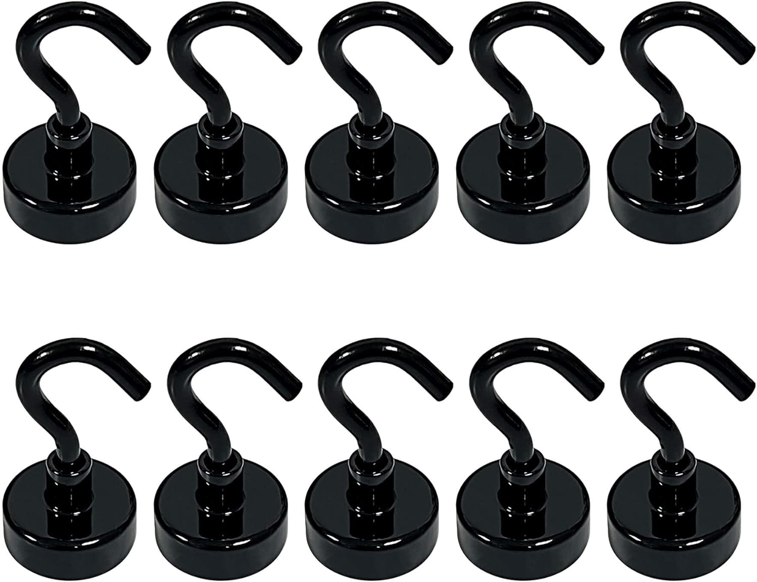 10PCS Magnetic Hooks, Neodymium Magnets with Rust Proof Coating, Strong Magnet Hooks for Hanging, Magnetic Hanger for Kitchen, Cruise, Workplace (Black) image number 2