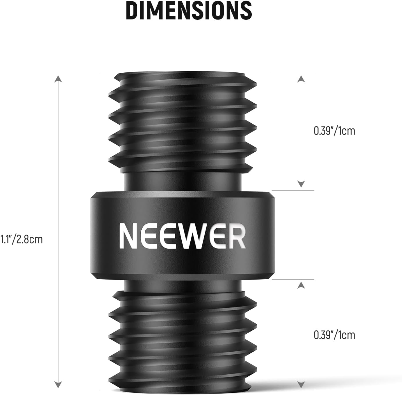 NEEWER 15Mm Rod Connector, 2 Pack, M12X1.5, Black, Compatible with NEEWER Aluminium Alloy 15Mm Rods & LWS Shoulder Rests, Camera Support Rod Connector image number 2