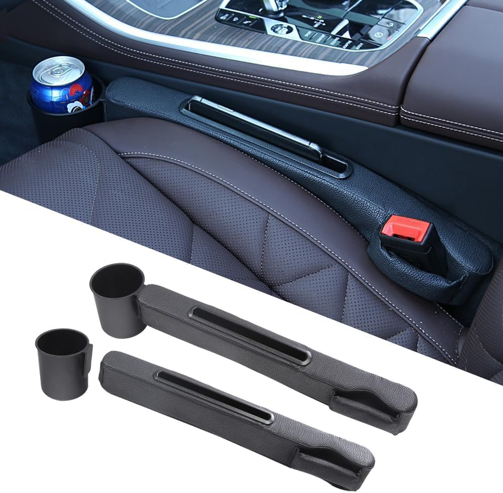 Car Accessories,Car Gap Plug with Pocket Organizer and Removable,3In1 Cup Holder Prevent Small Items from Falling,Car Seat Gap Storage